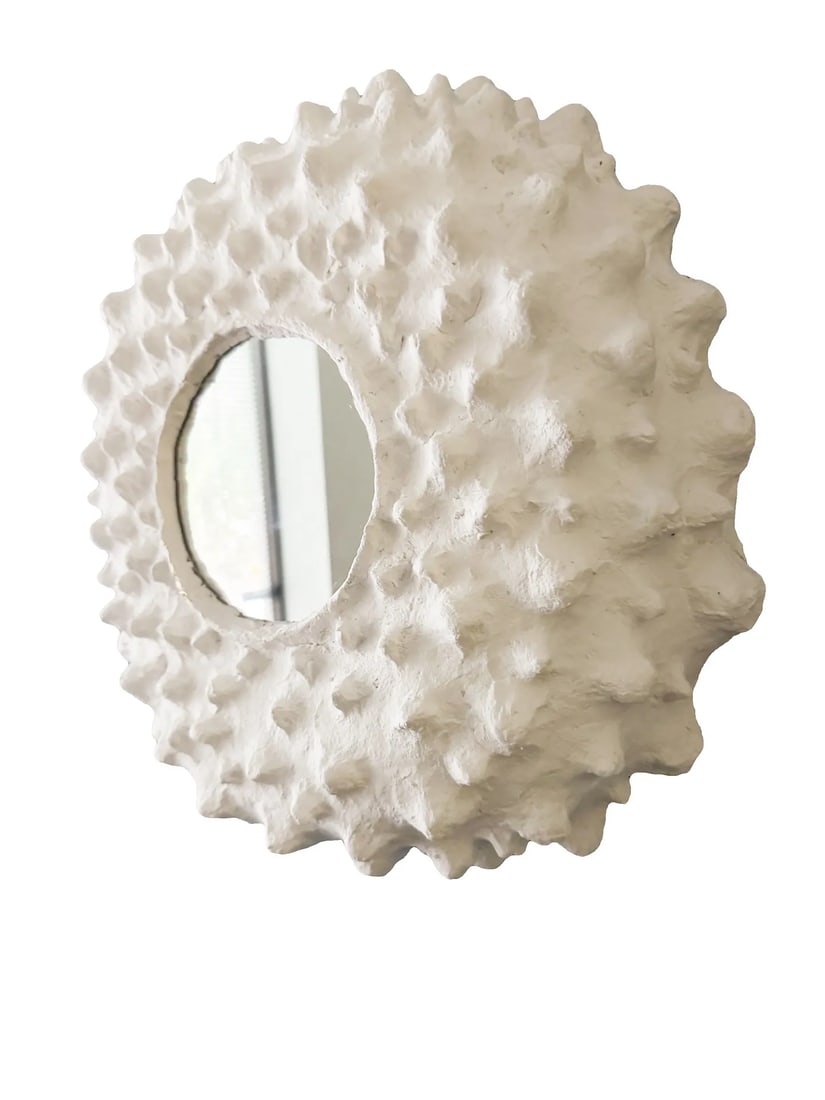 Pair of Contemporary Venetian Plaster & Paper Mache Sculpture Wall Mirrors - 4