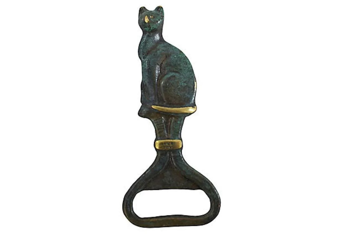Mid-Century Modern Brass Cat Bottle Opener - 4