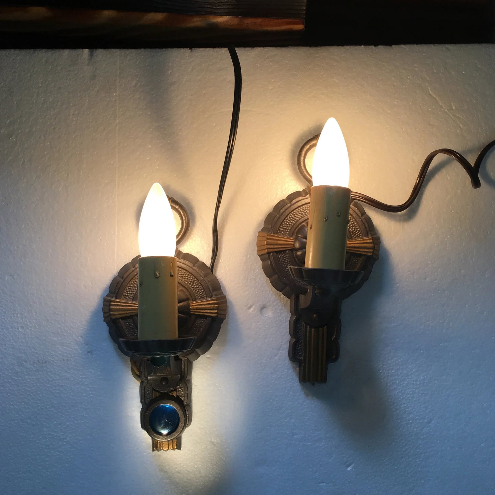 Vintage Art Deco Cast Iron Sconces - a Pair - 10