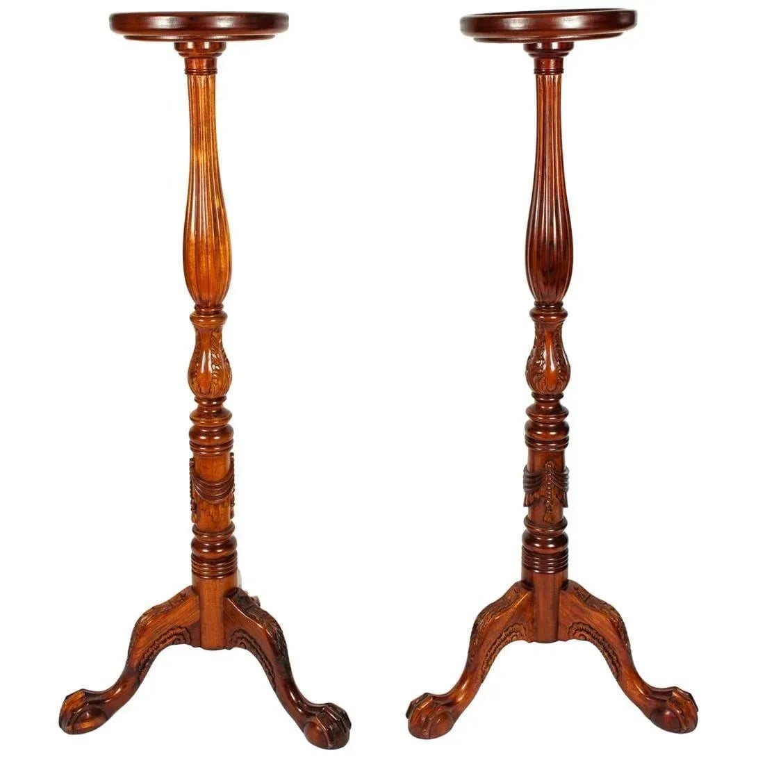 Dark Mahogany Wood Plant Stand / Fern - a Pair - 7