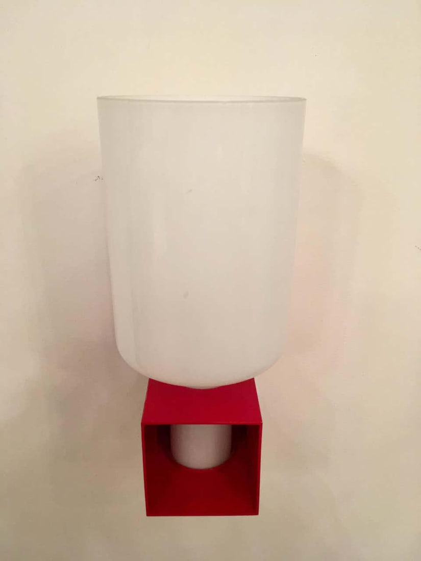 1980s Italian Modernist Red Enamel Box Frame Wall Lights - a Pair - 3