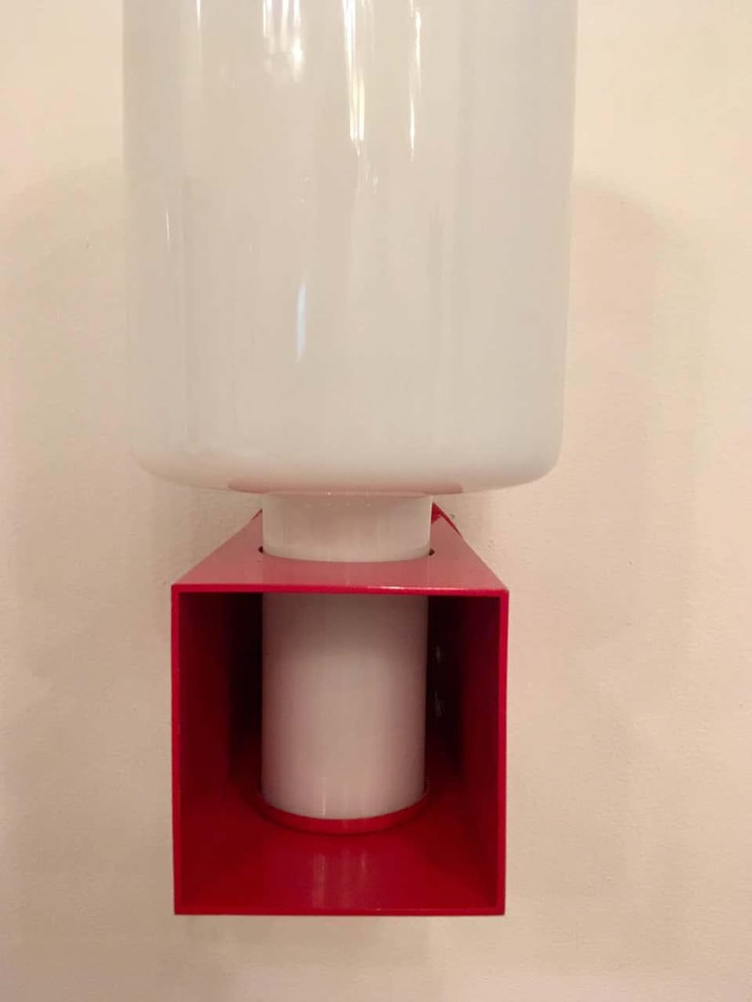 1980s Italian Modernist Red Enamel Box Frame Wall Lights - a Pair - 6