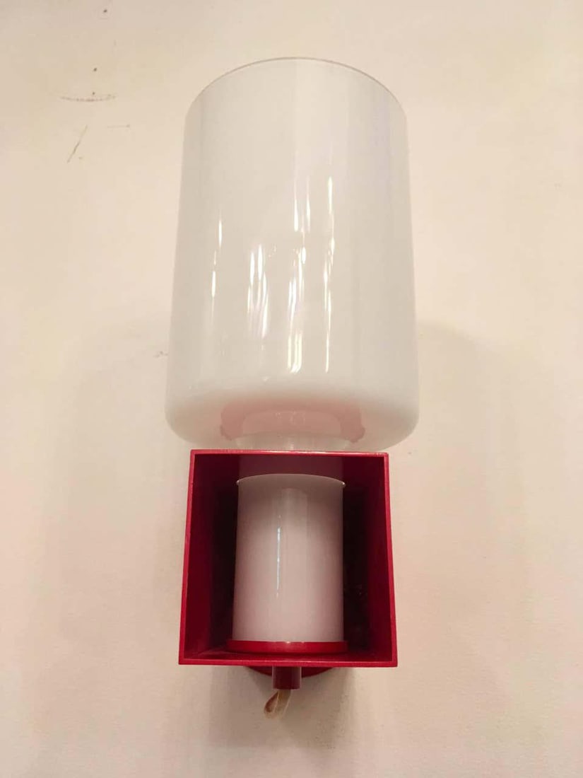 1980s Italian Modernist Red Enamel Box Frame Wall Lights - a Pair - 7
