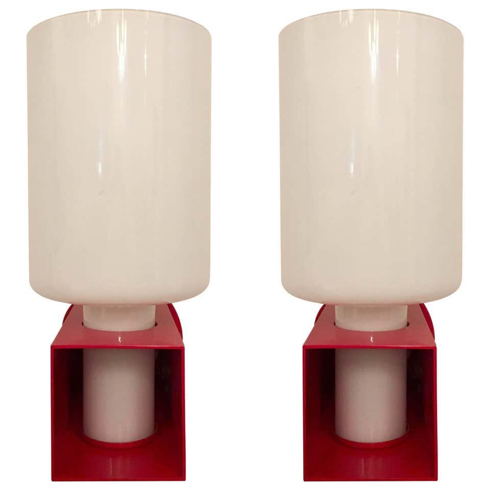 1980s Italian Modernist Red Enamel Box Frame Wall Lights - a Pair - 8