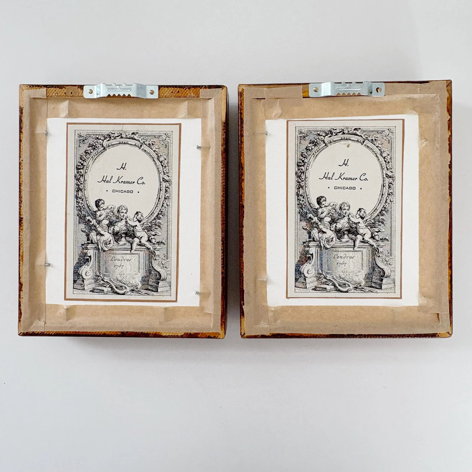 Hal Kramer Co. Framed Antique Black Cameo Intaglio Set- 2 Pieces - 9