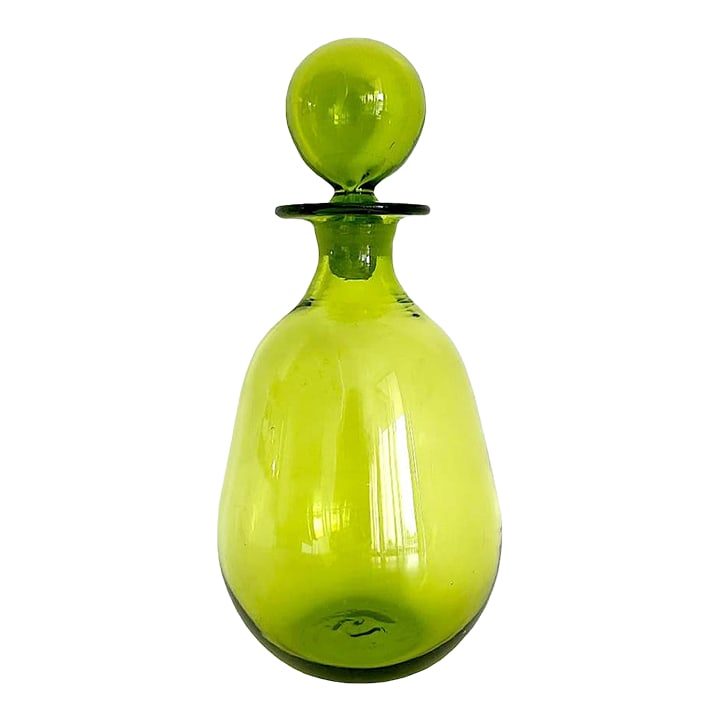 1970s Blenko Glass Decanter #7412 With Bubble Stopper by John Nickerson
