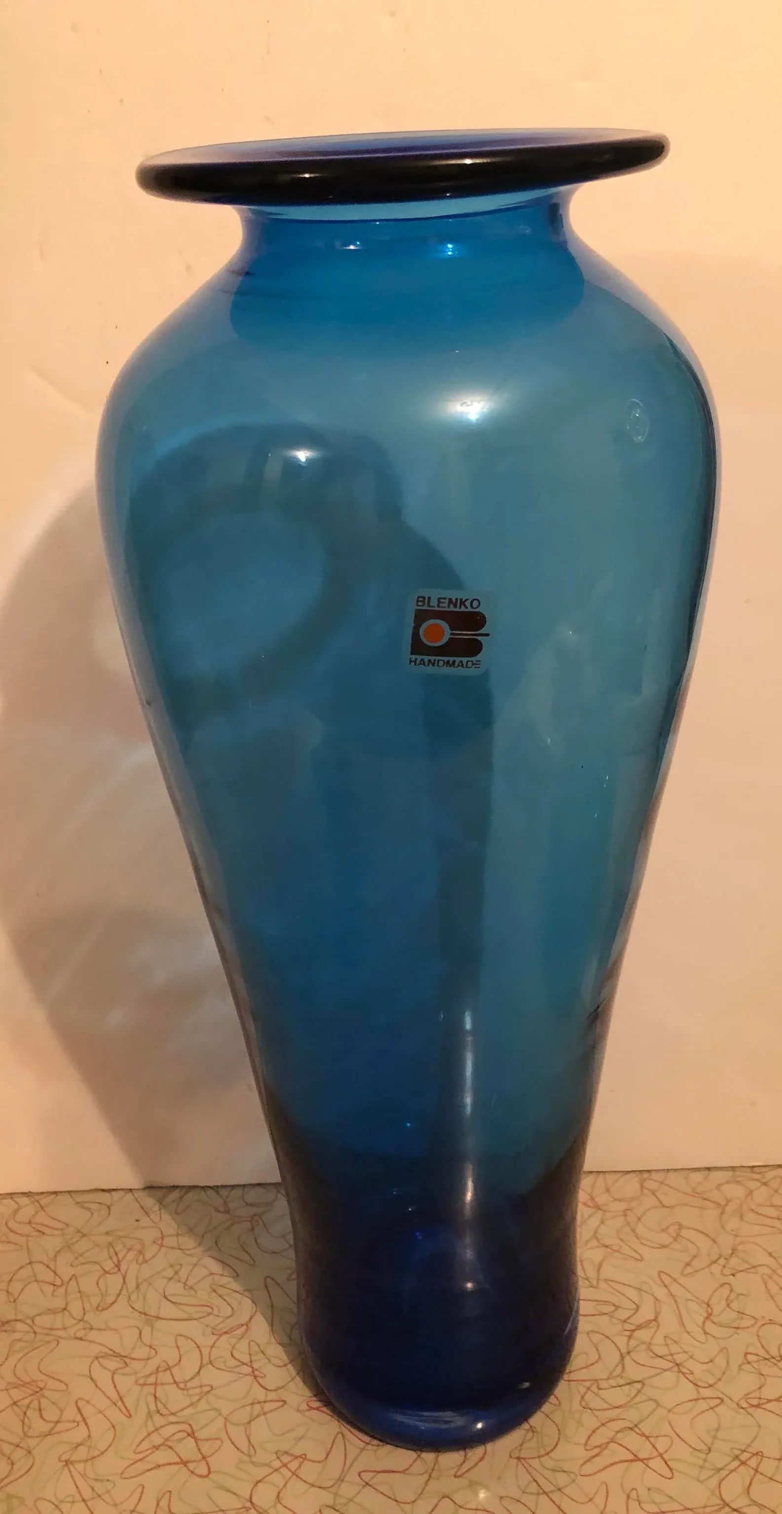 Post Modern Blenko Blue Nuevo Floral Vase - 3