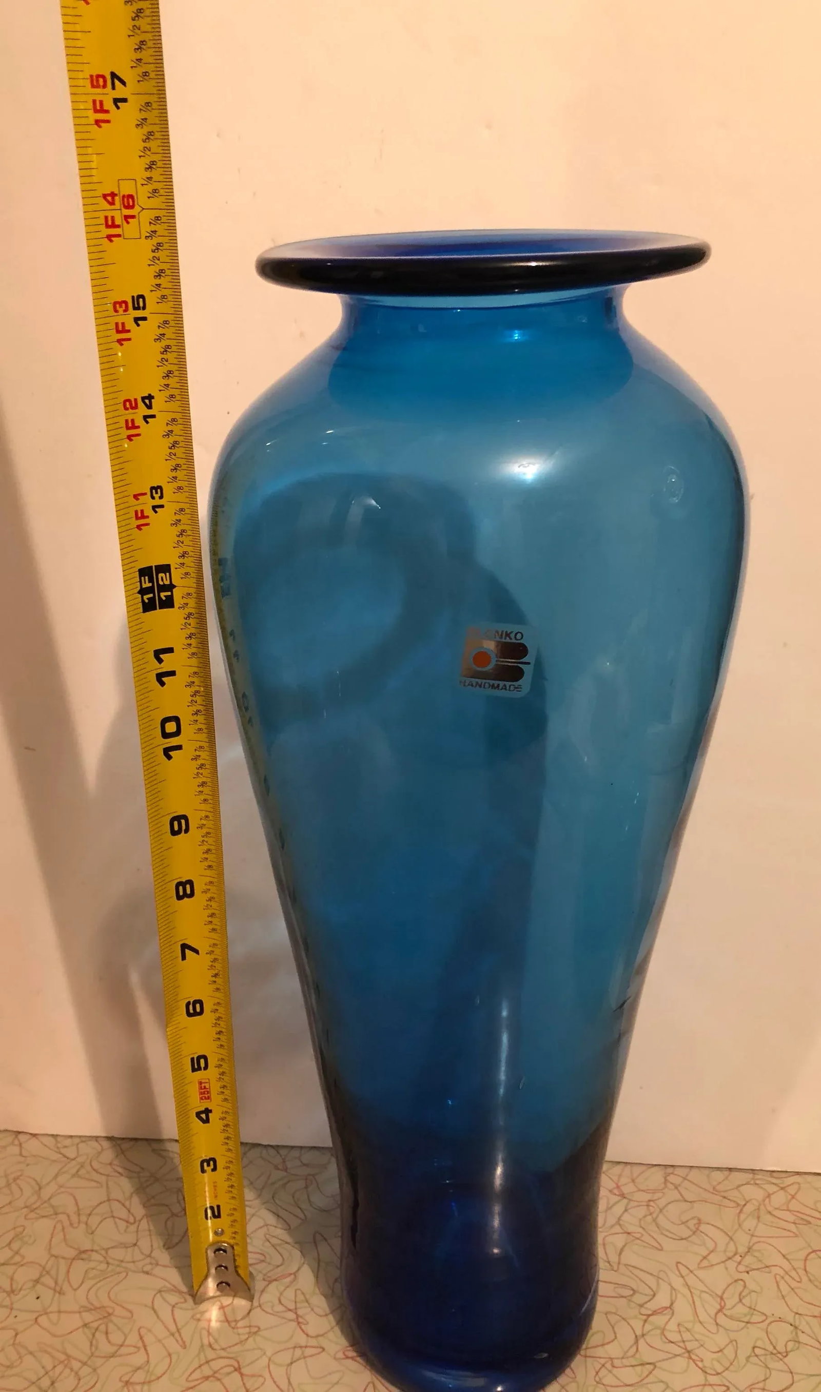 Post Modern Blenko Blue Nuevo Floral Vase - 4