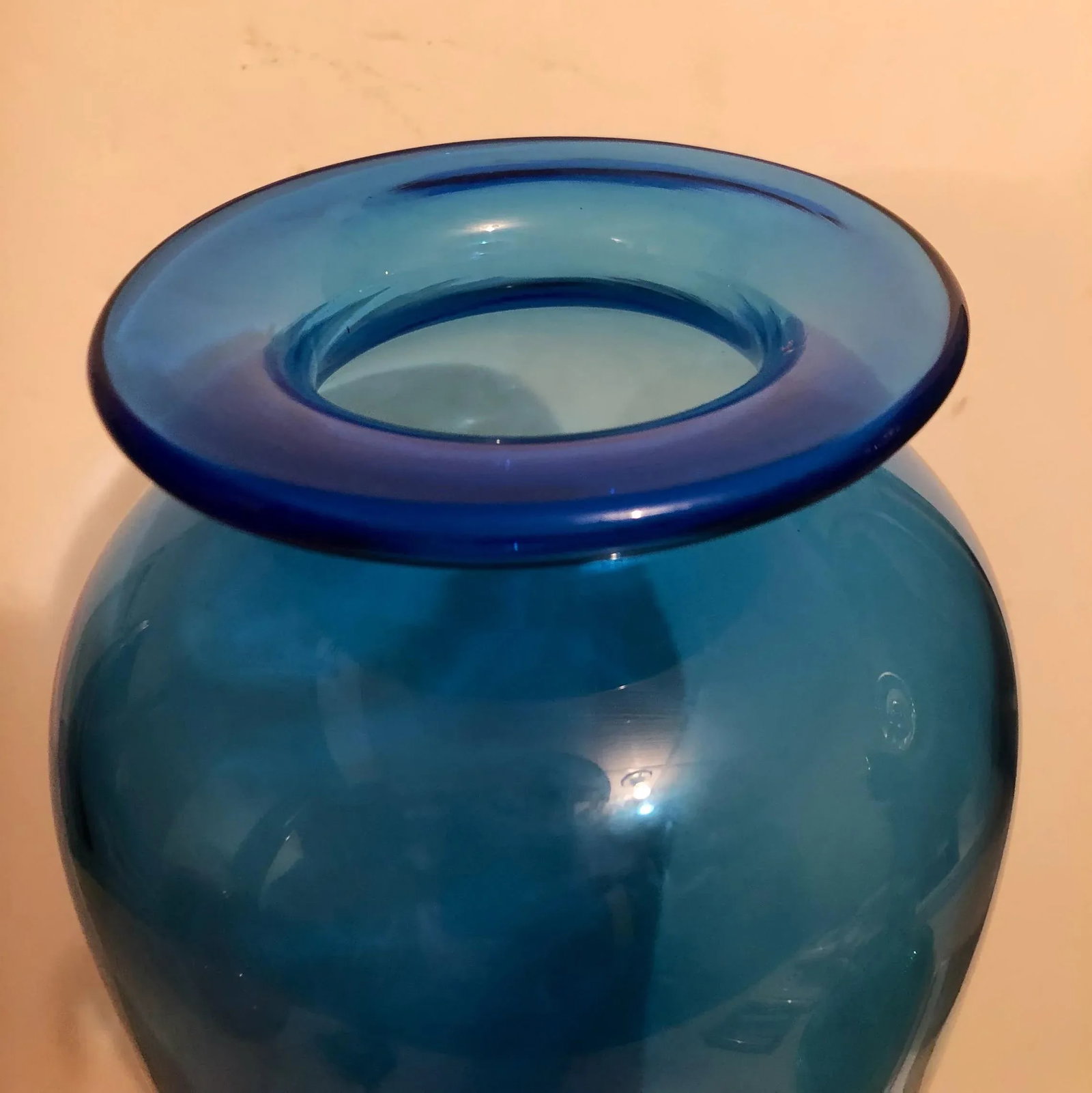 Post Modern Blenko Blue Nuevo Floral Vase - 8