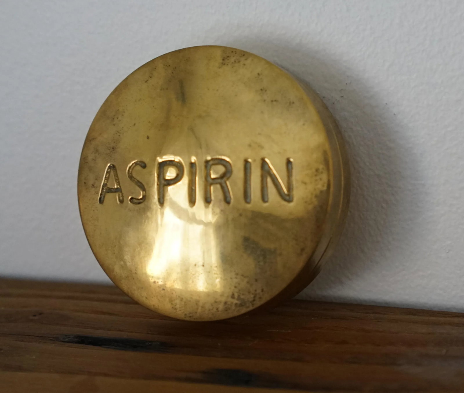 Mid 20th Century Vintage Brass Aspirin Pill Box - 3