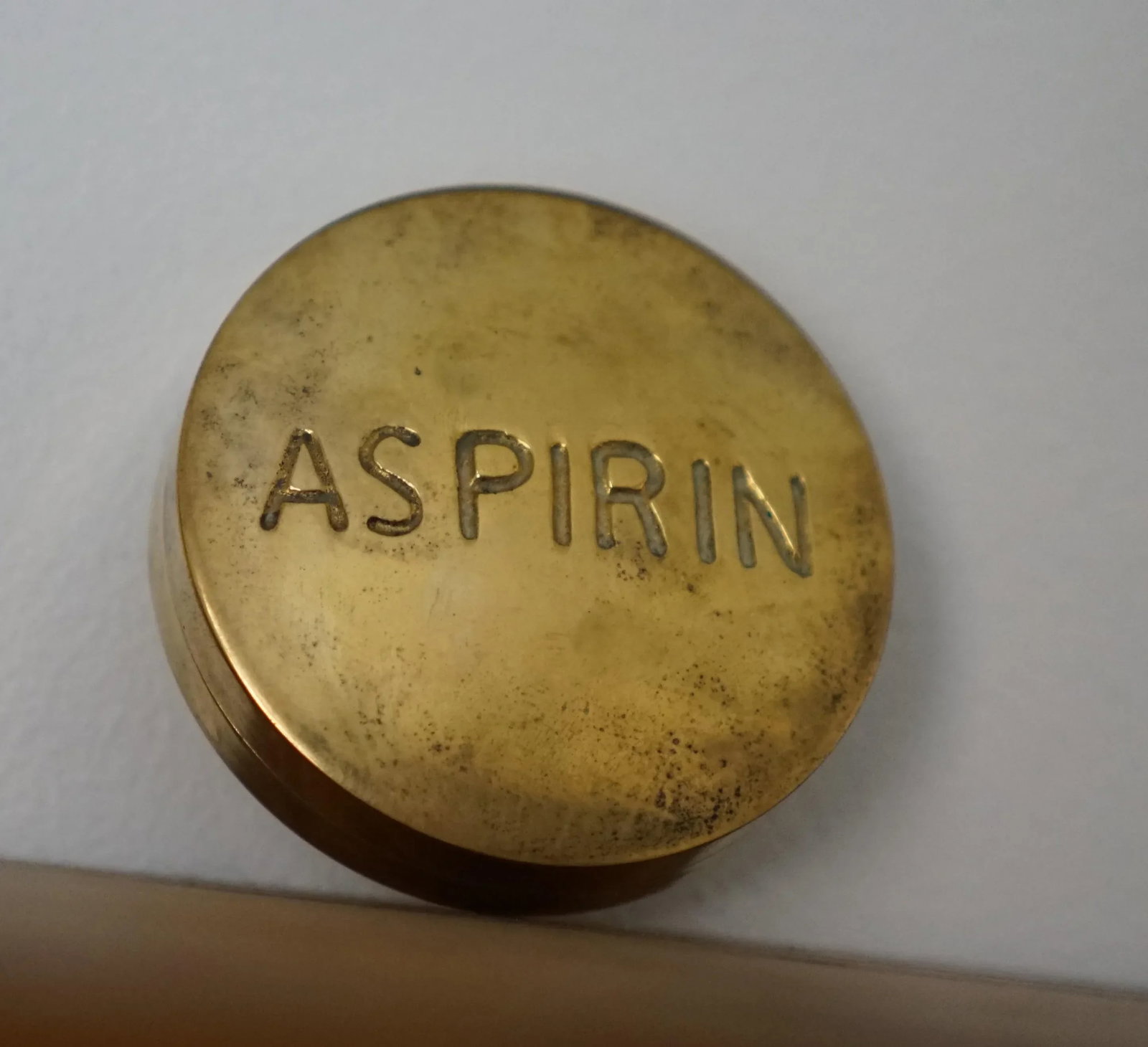 Mid 20th Century Vintage Brass Aspirin Pill Box - 4