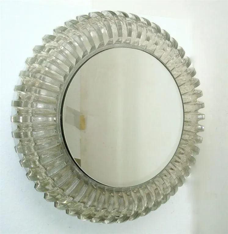 French Pressed Glass Wall Mounted Back Lighted Mirror by Maison Perzel - 2