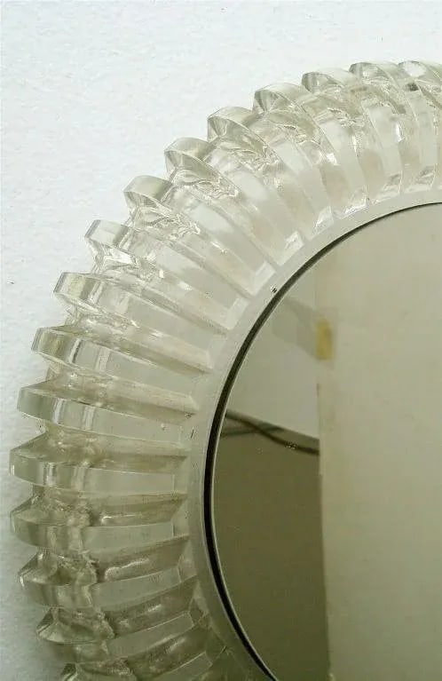 French Pressed Glass Wall Mounted Back Lighted Mirror by Maison Perzel - 5