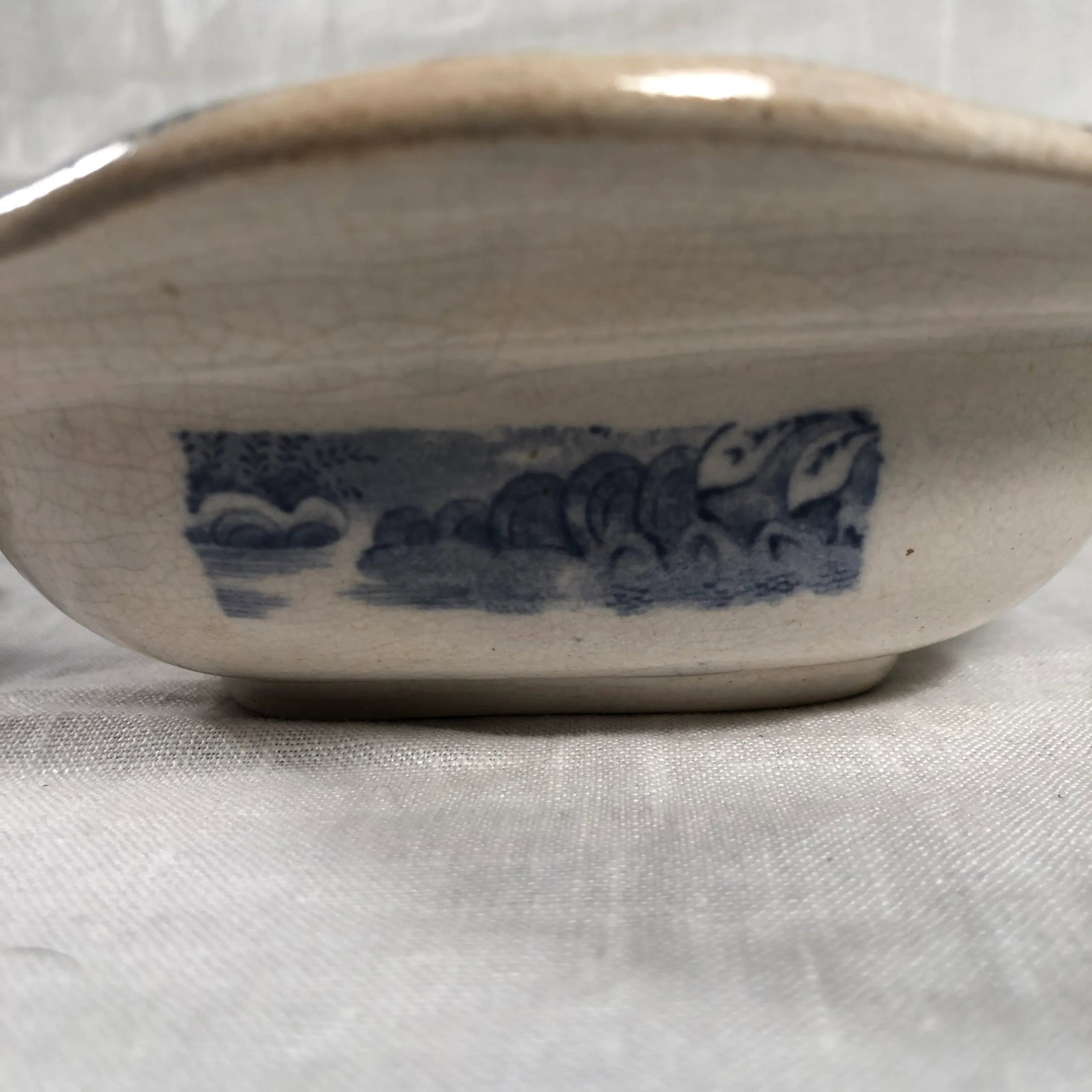Antique Staffordshire Blue and White Transferware Covered Dish Bowl - 5