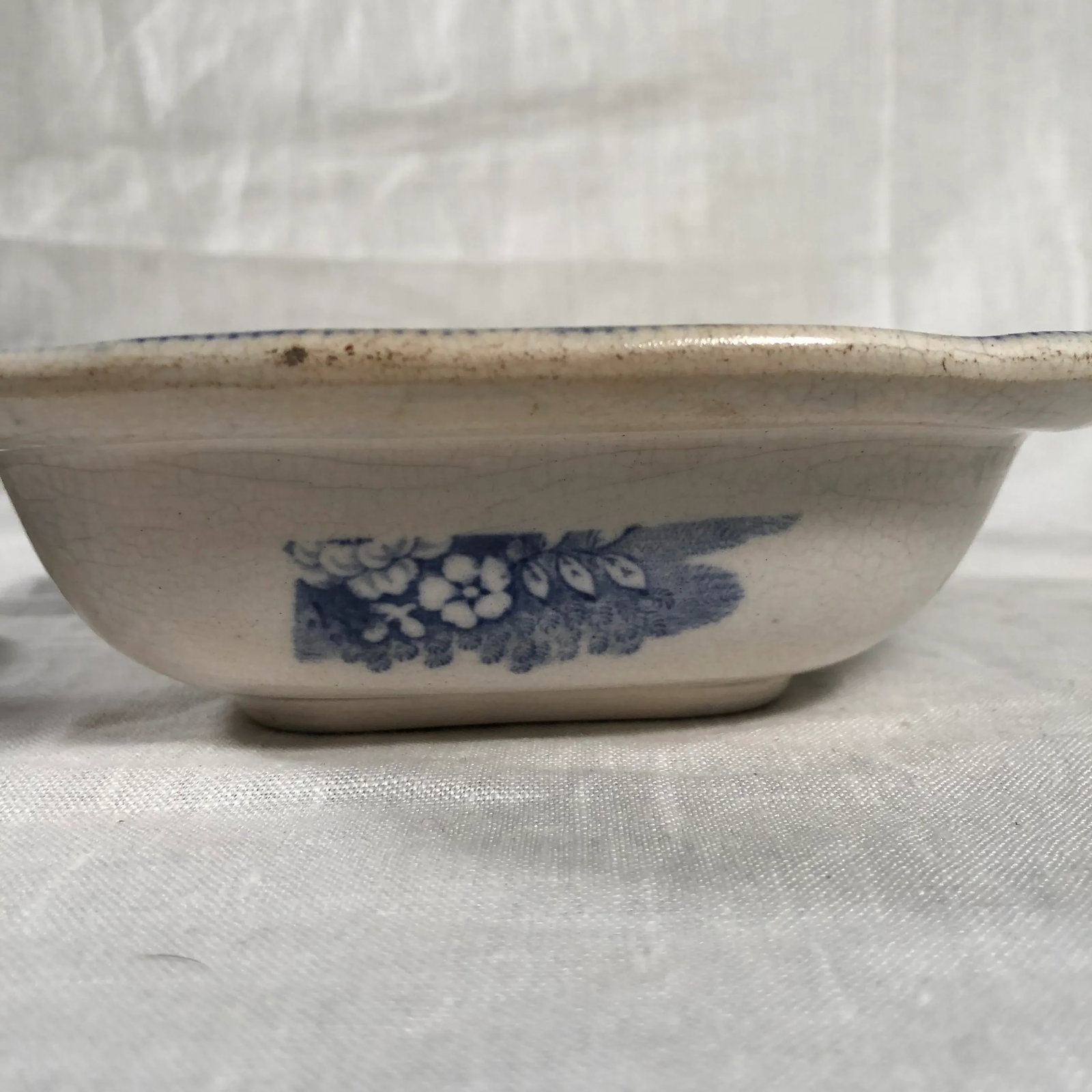 Antique Staffordshire Blue and White Transferware Covered Dish Bowl - 6