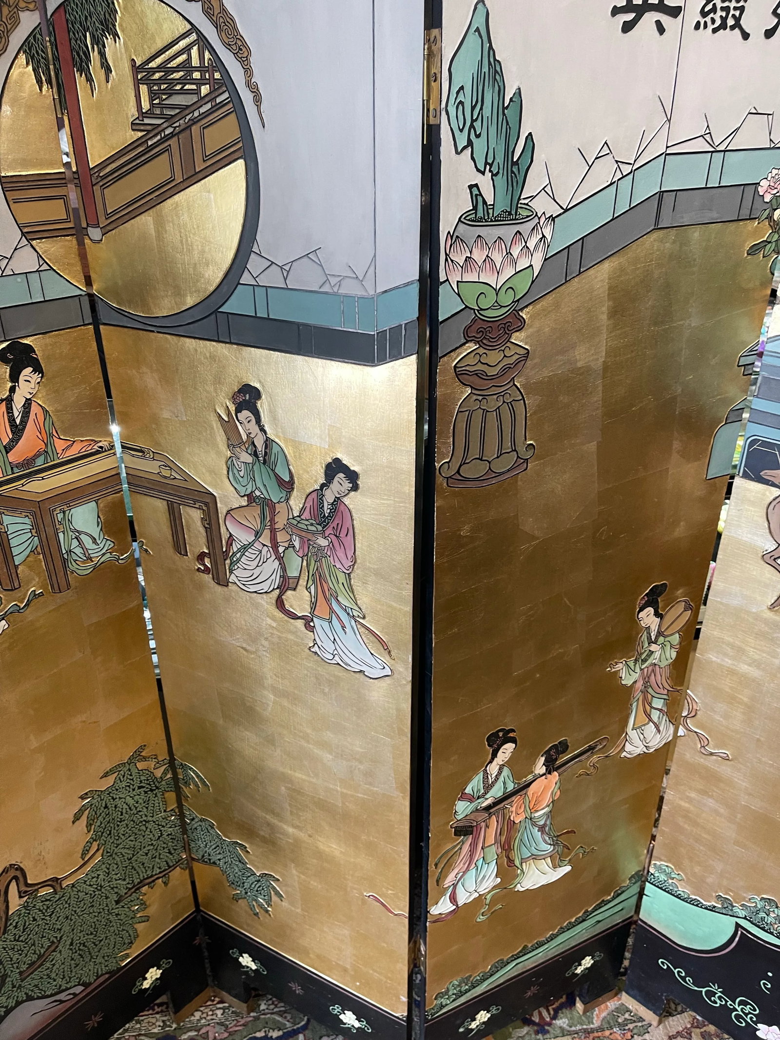 Chinese Coromandel Screen 6 Panel Room Divider - 11