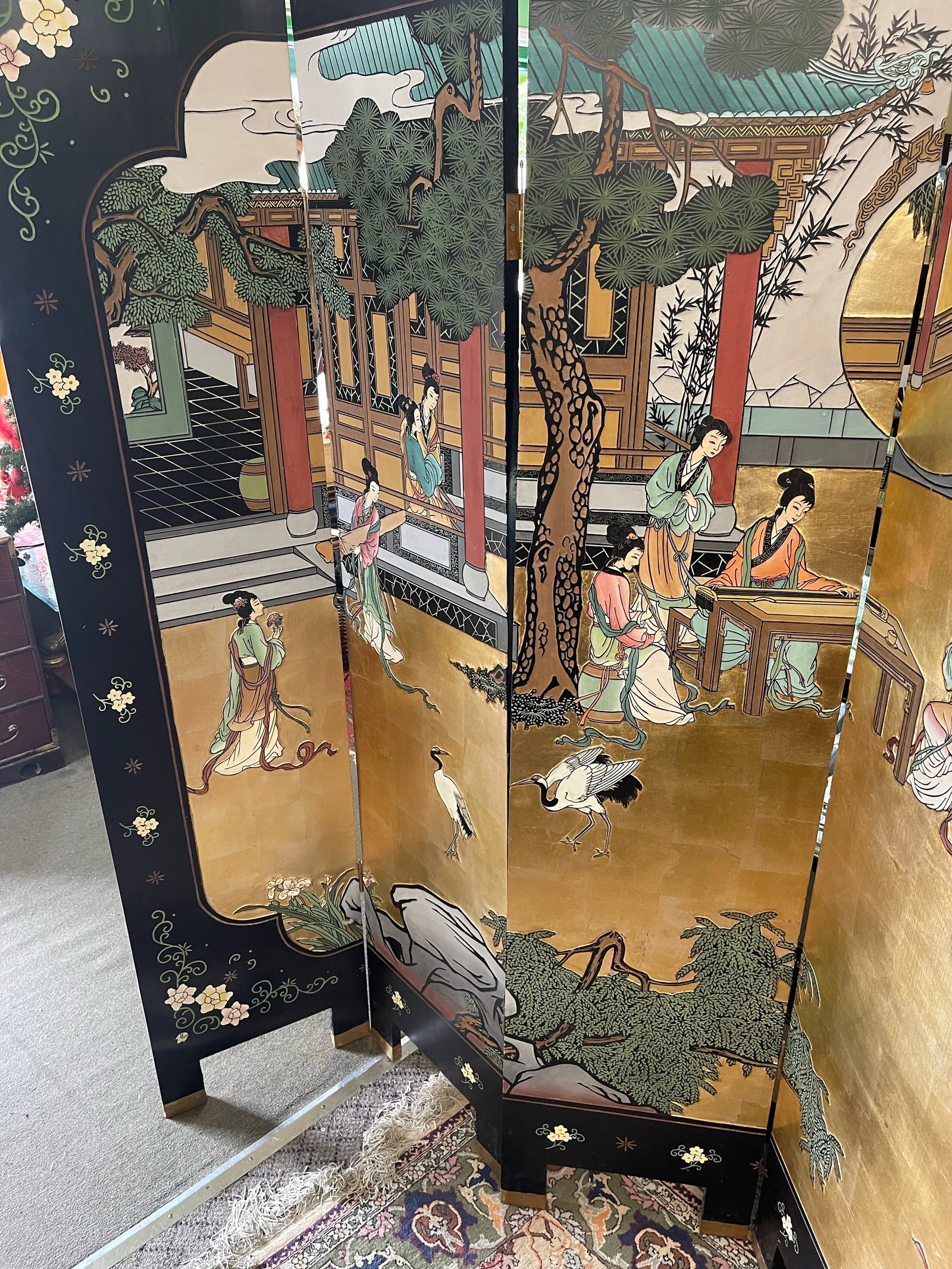 Chinese Coromandel Screen 6 Panel Room Divider - 6