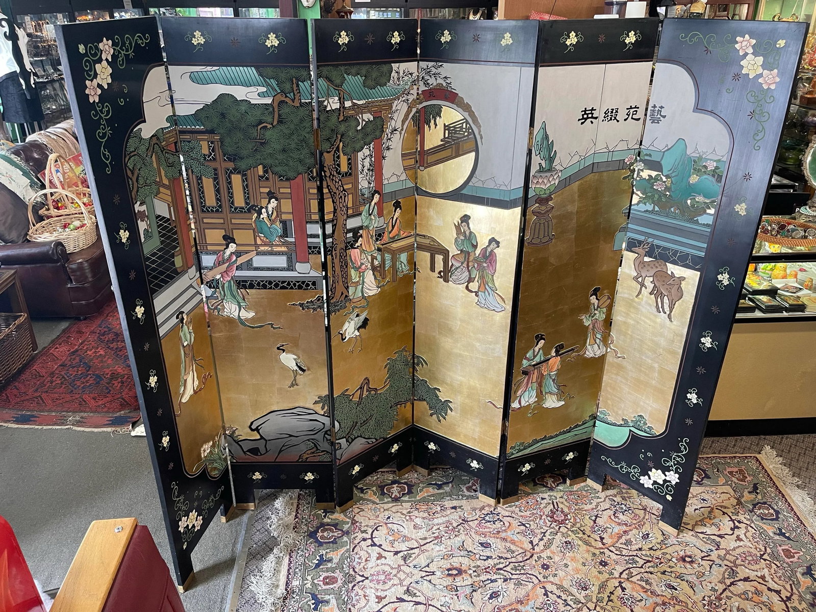Chinese Coromandel Screen 6 Panel Room Divider - 8