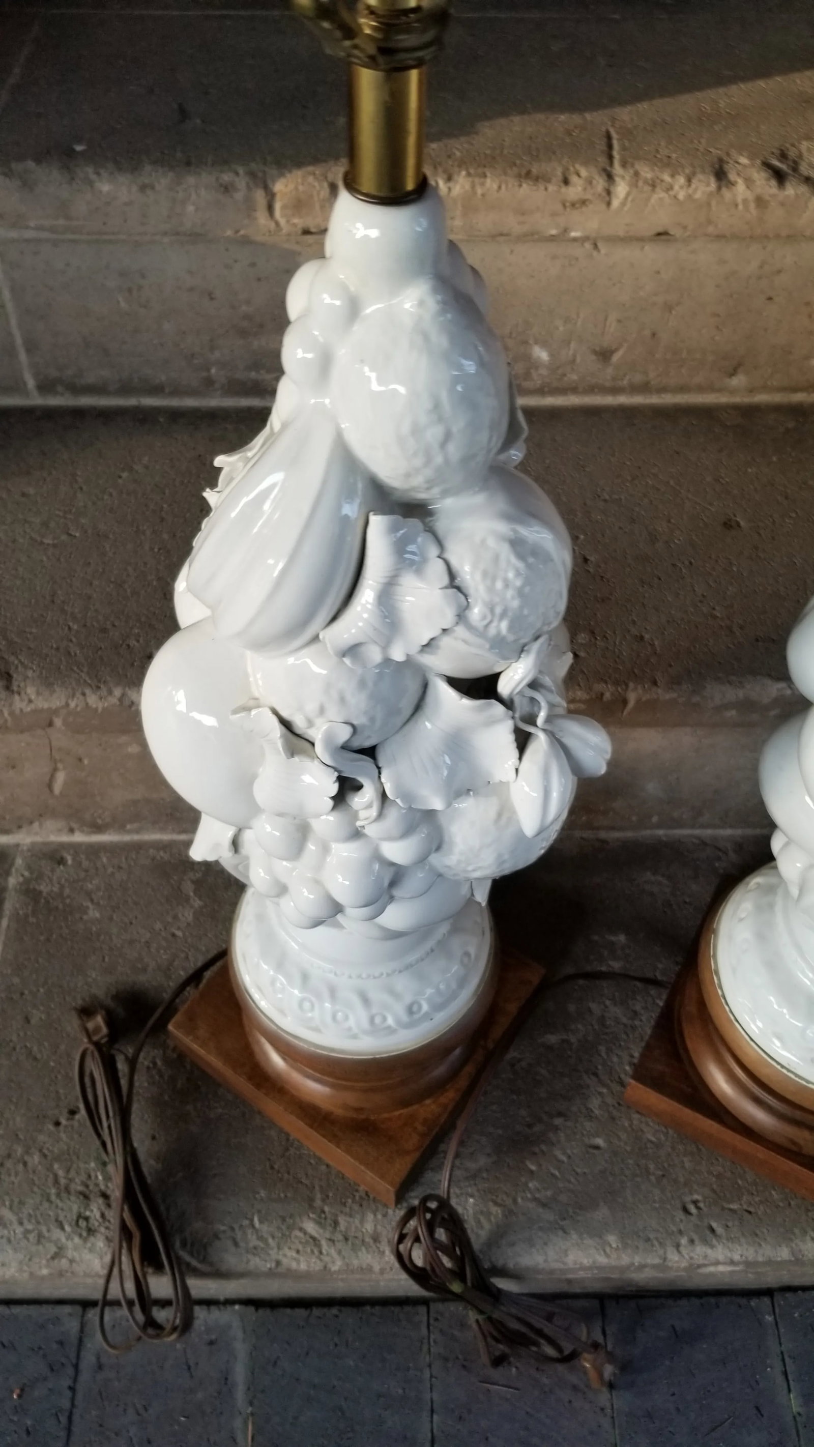 1960s Italian Blanc De Chine Fruits Topiary Table Lamps - a Pair - 2