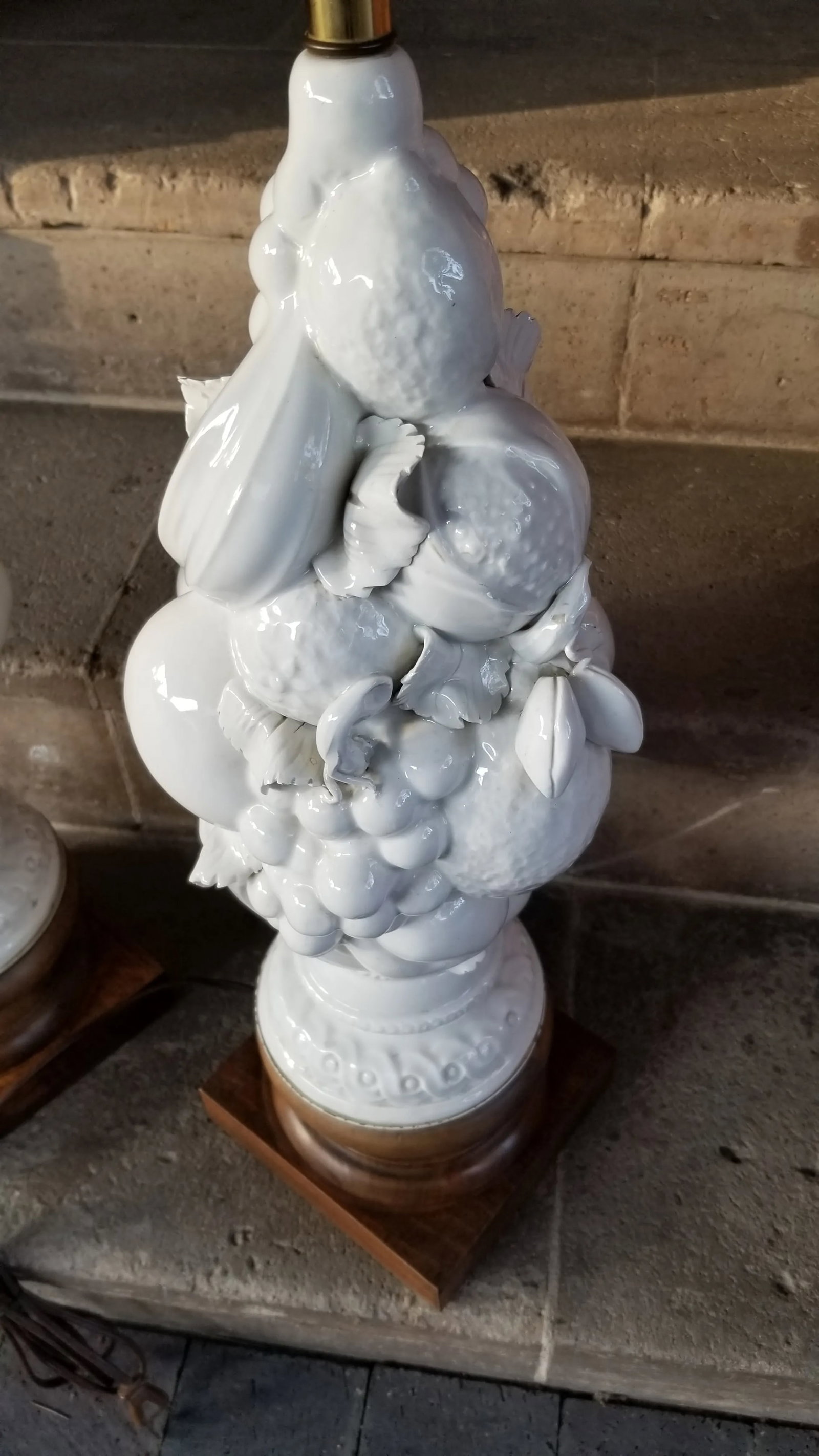 1960s Italian Blanc De Chine Fruits Topiary Table Lamps - a Pair - 3