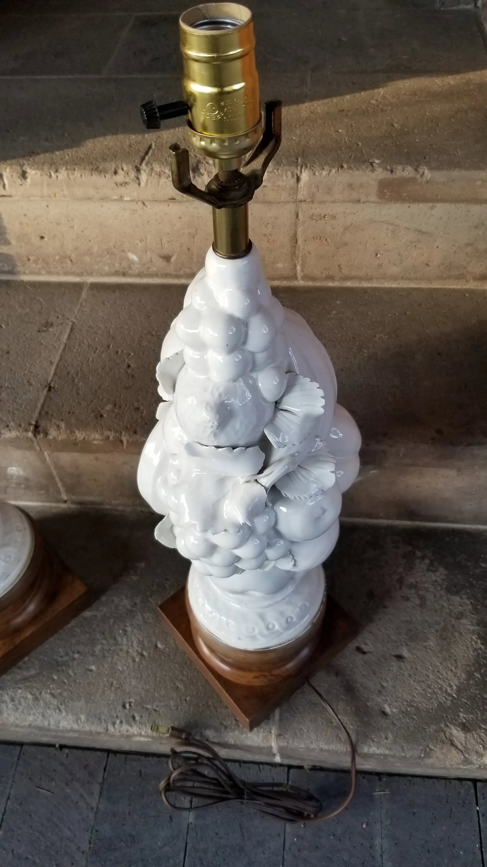 1960s Italian Blanc De Chine Fruits Topiary Table Lamps - a Pair - 6