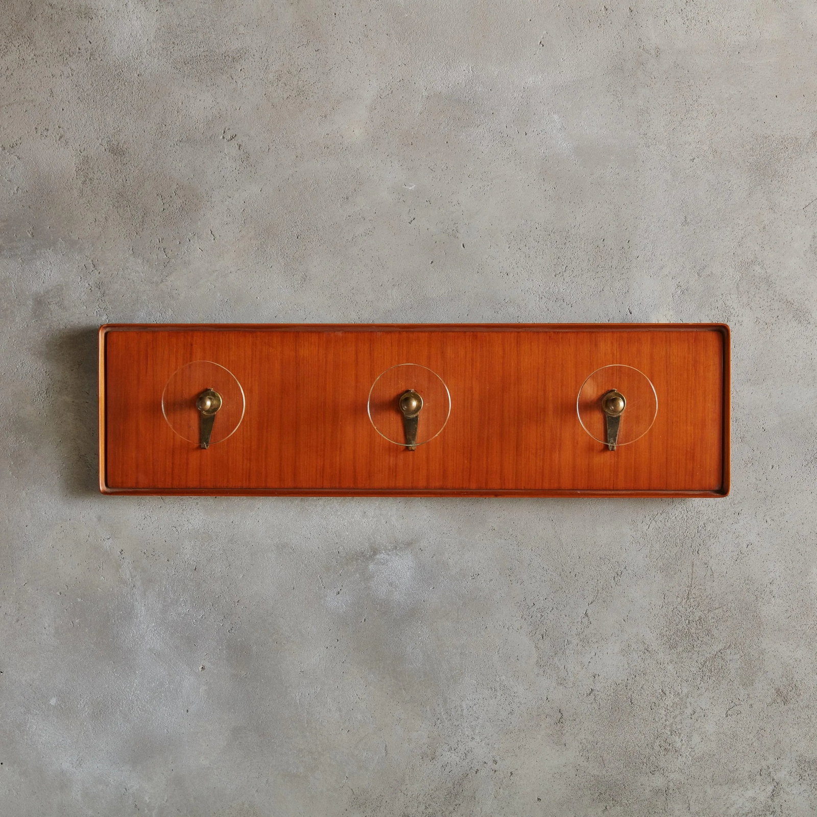 Wood + Glass Wall Mounted Coat Rack, Italy 1960s - 4