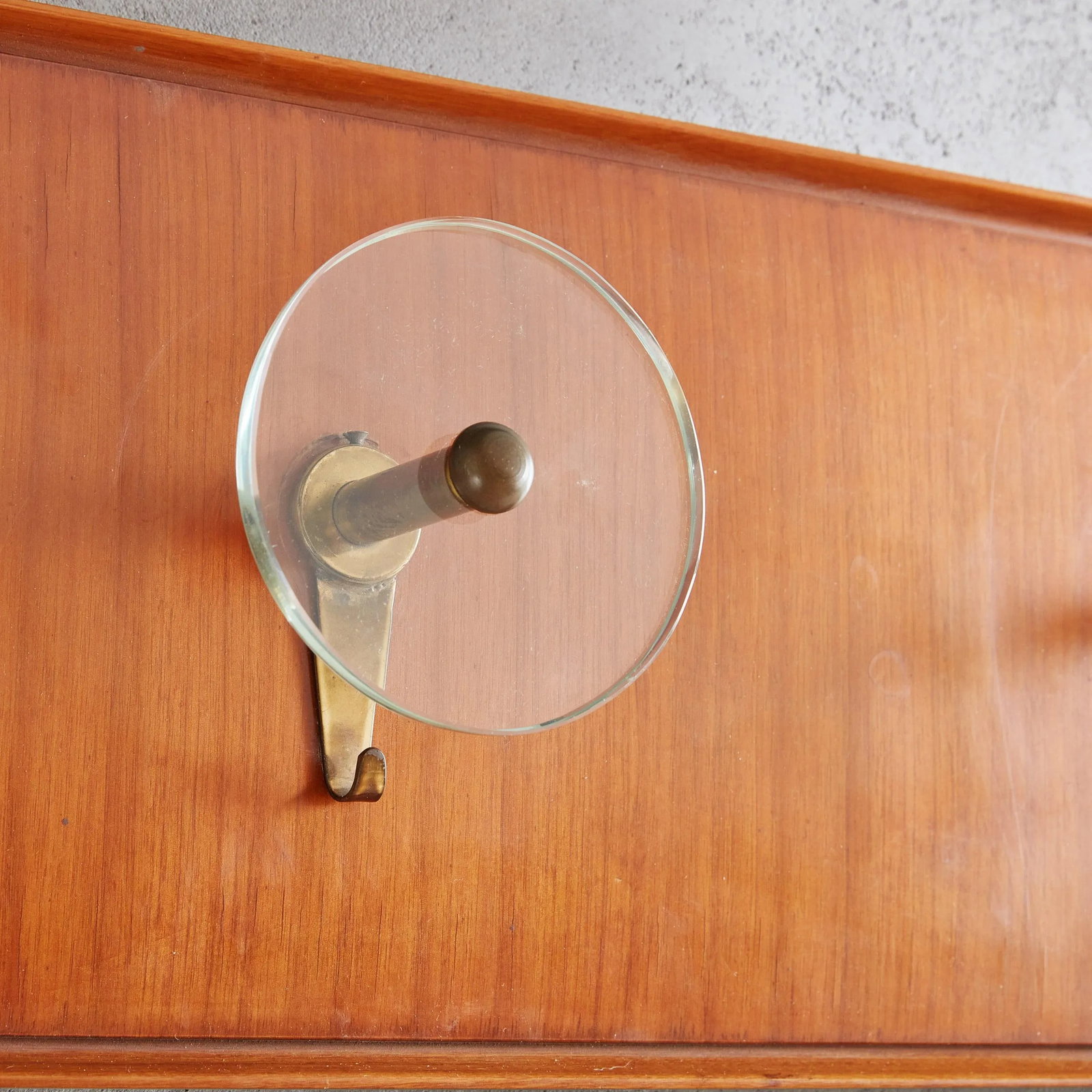 Wood + Glass Wall Mounted Coat Rack, Italy 1960s - 5