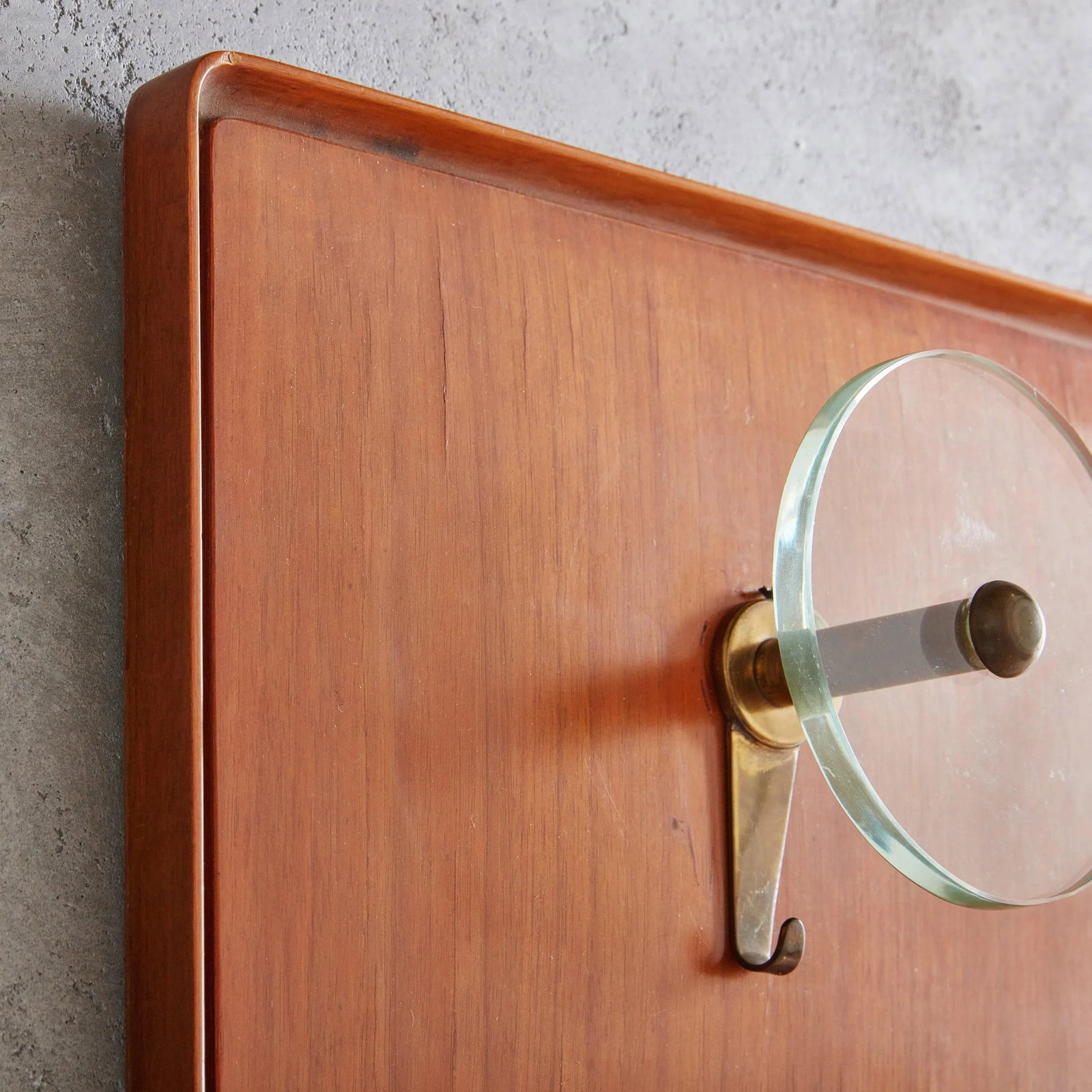 Wood + Glass Wall Mounted Coat Rack, Italy 1960s - 7