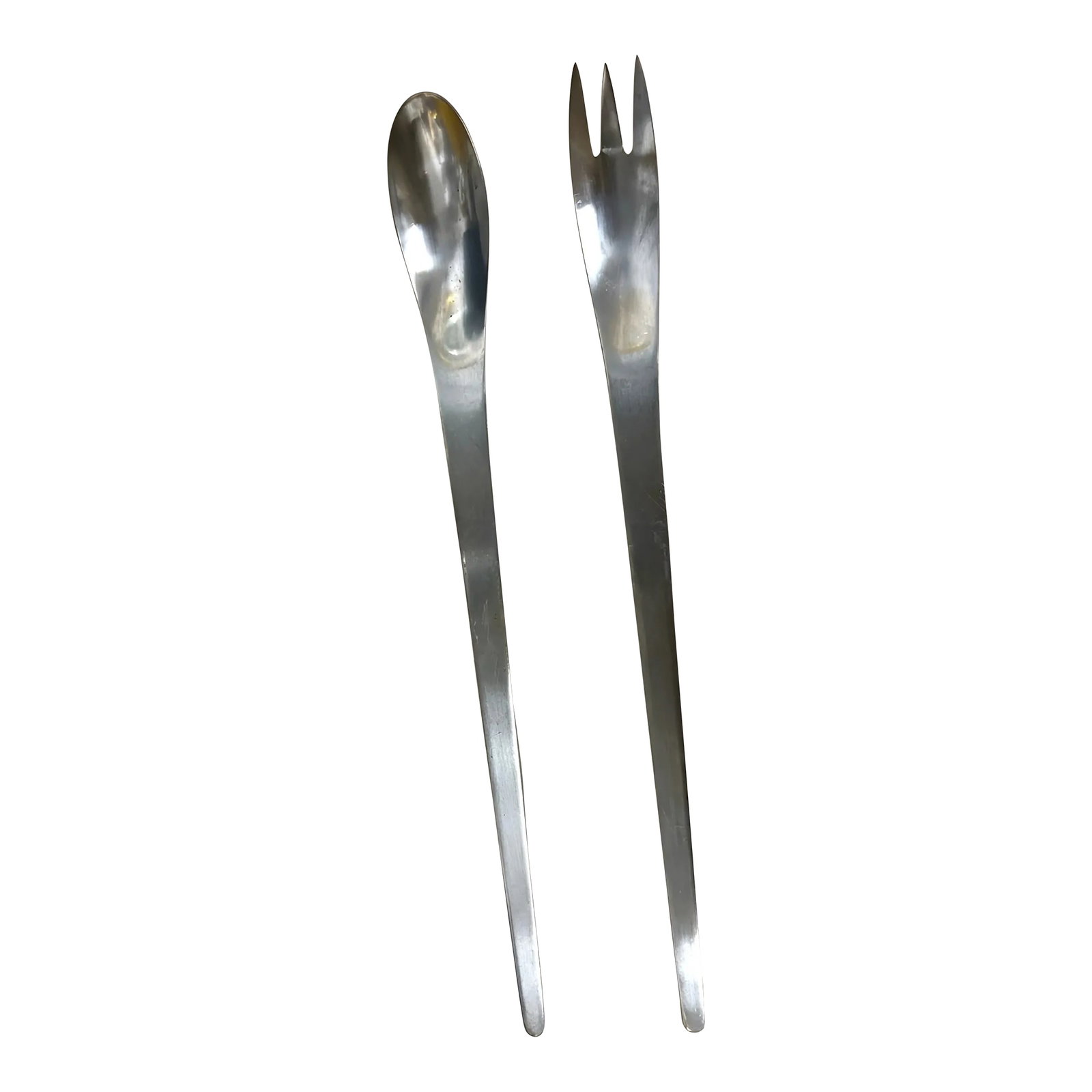 1960s Arne Jacobsen for a Michelsen Stainless Server Set Denmark Matte - A Set of 2 (1 of 7)