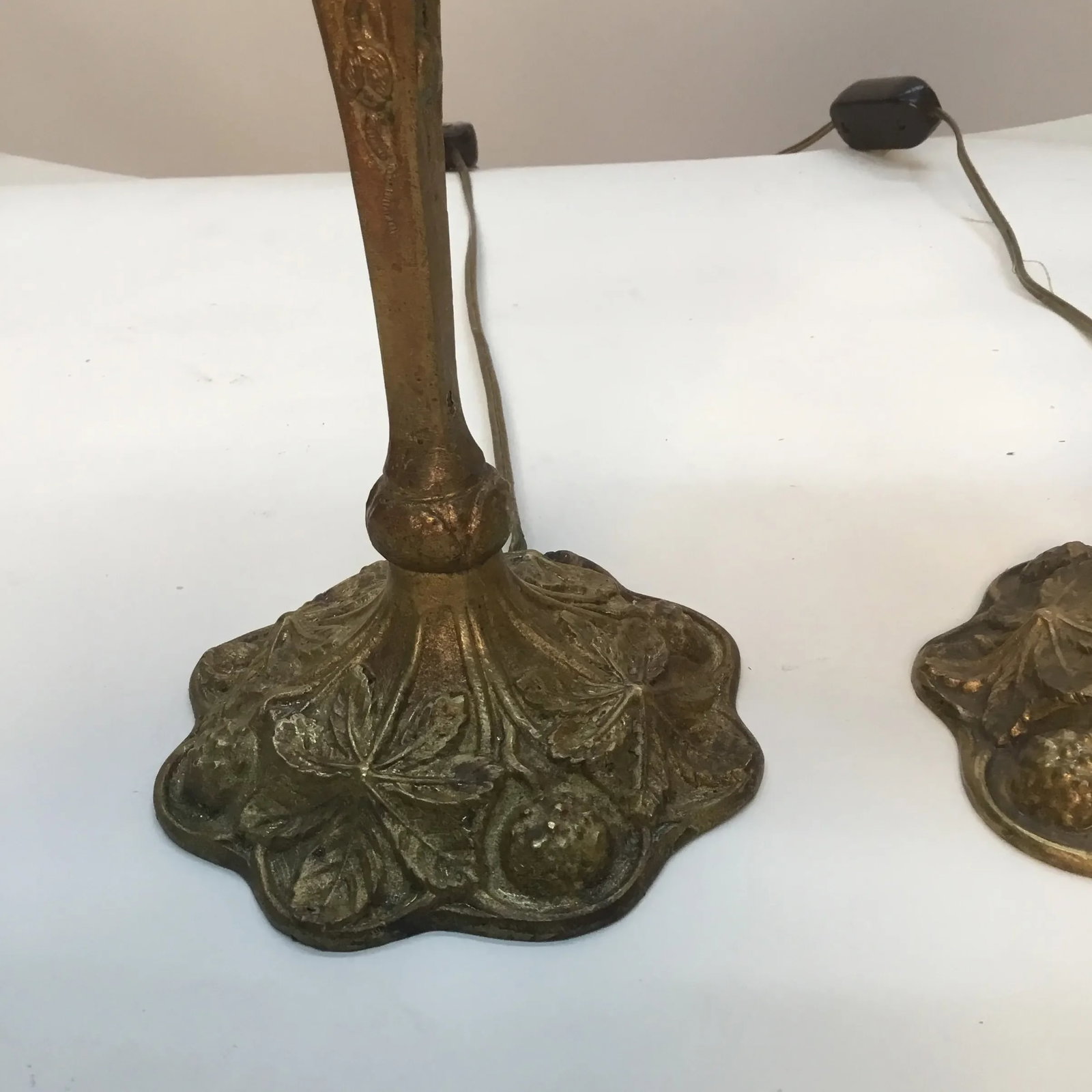 Antique French Art Nouveau Gilt Bronze and Brass Table Lamps - a Pair - 4