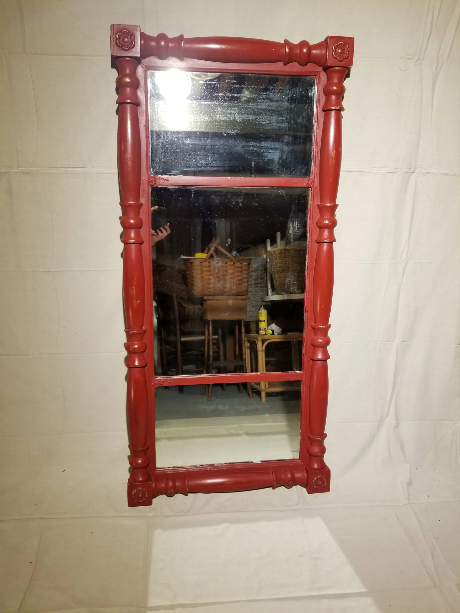 Federal Style Red Painted Mirror - 2