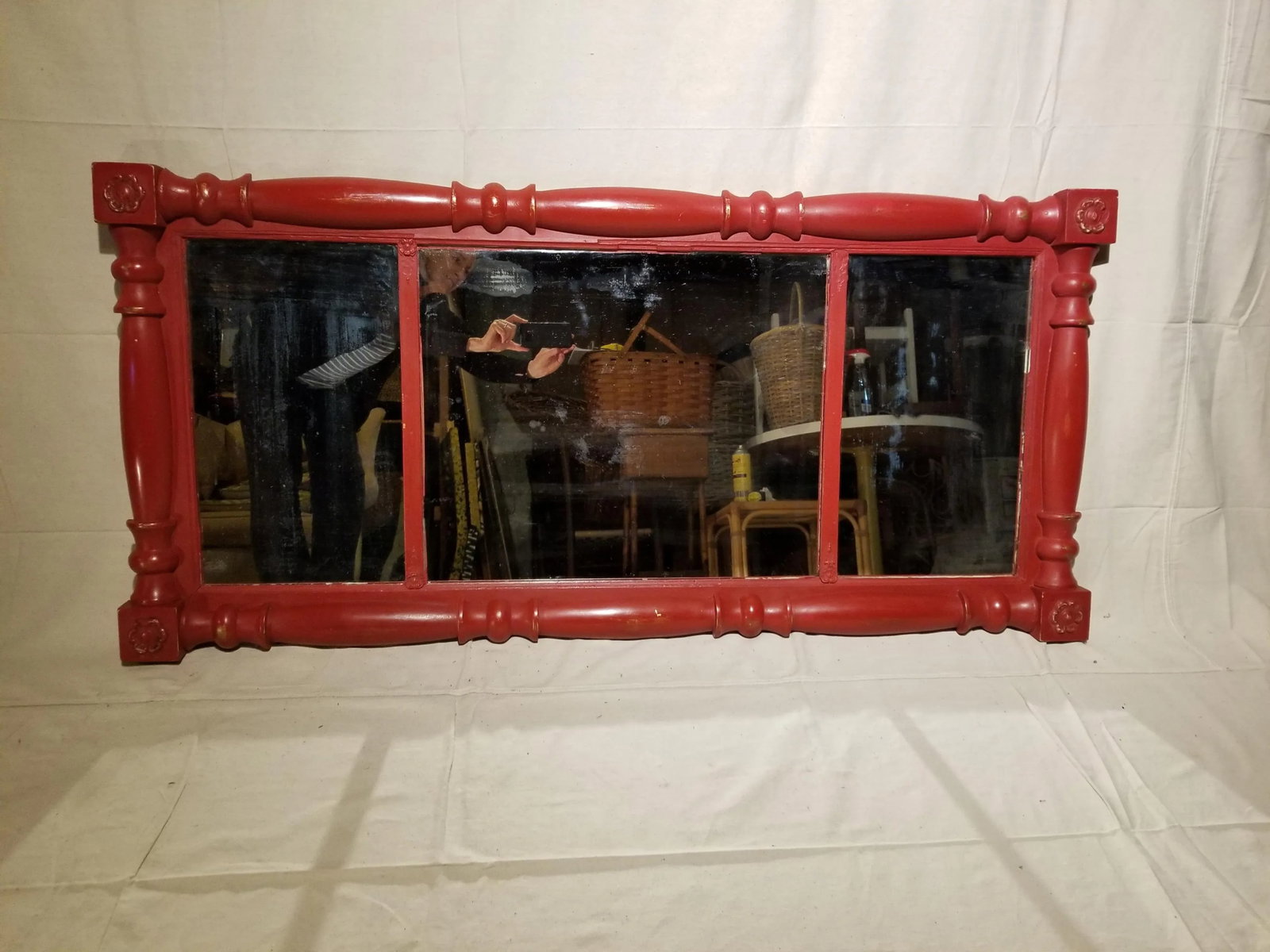 Federal Style Red Painted Mirror - 4