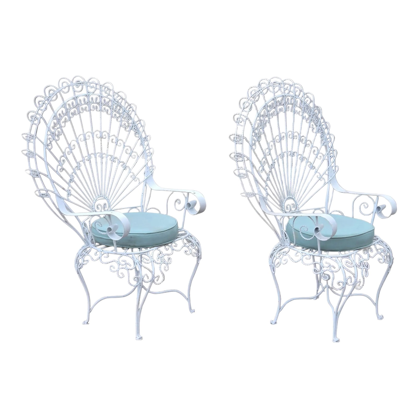 1920s Salterini Peacock Chairs, Attributed - Set of 2: Salterini Peacock Chairs This pair of Salterini Peacock Chairs will make a statement at your next outdoor entertainment gathering. These stunning Chairs are a perfect addition to any outdoor garden