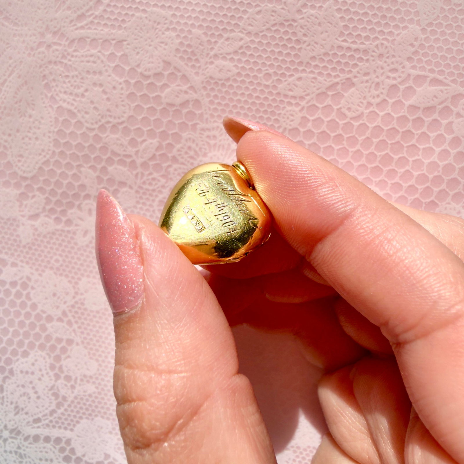 Edwardian 15k Pearl Heart Locket, Feb. 4th 1904 - 11