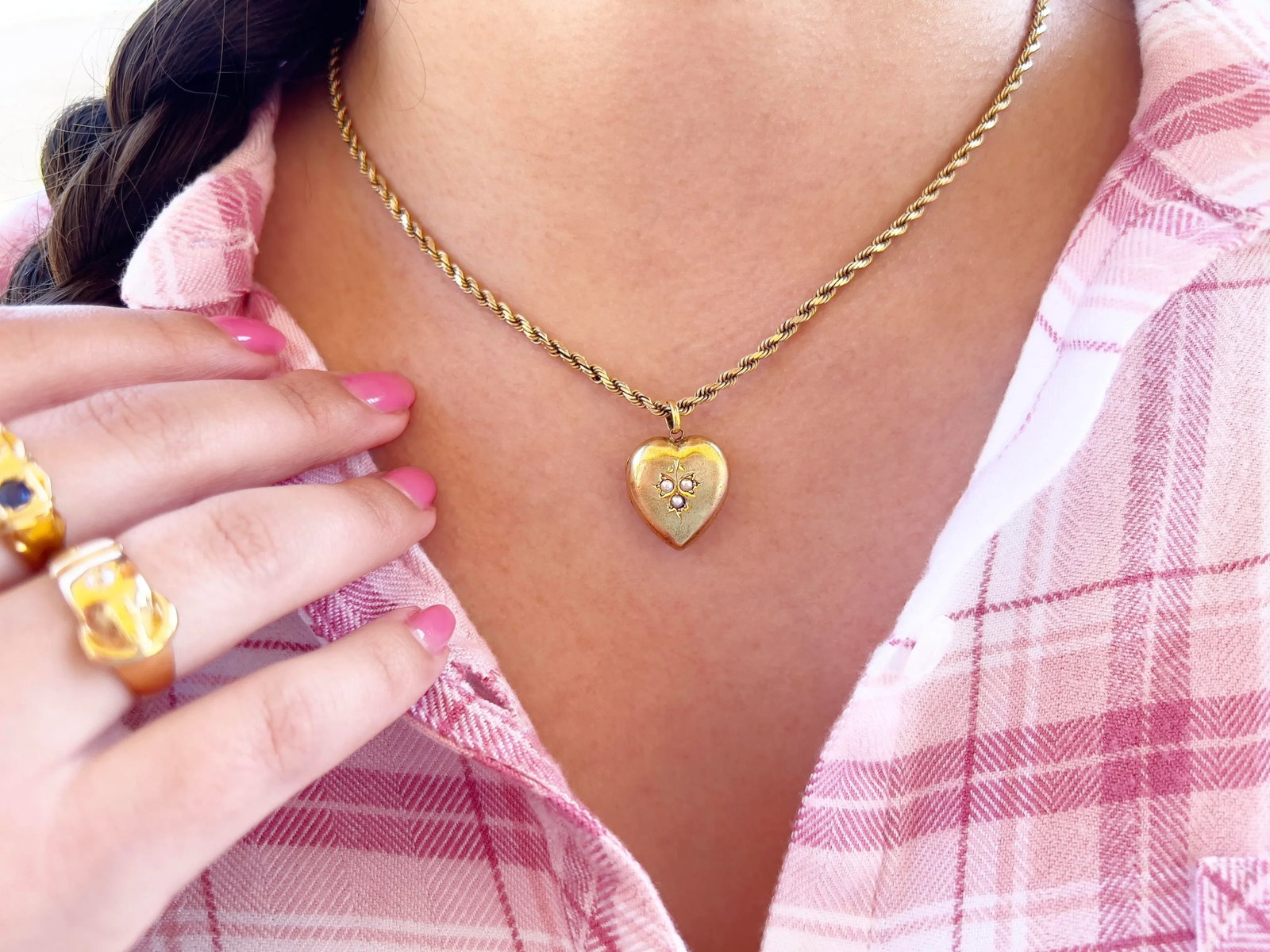 Edwardian 15k Pearl Heart Locket, Feb. 4th 1904 - 2