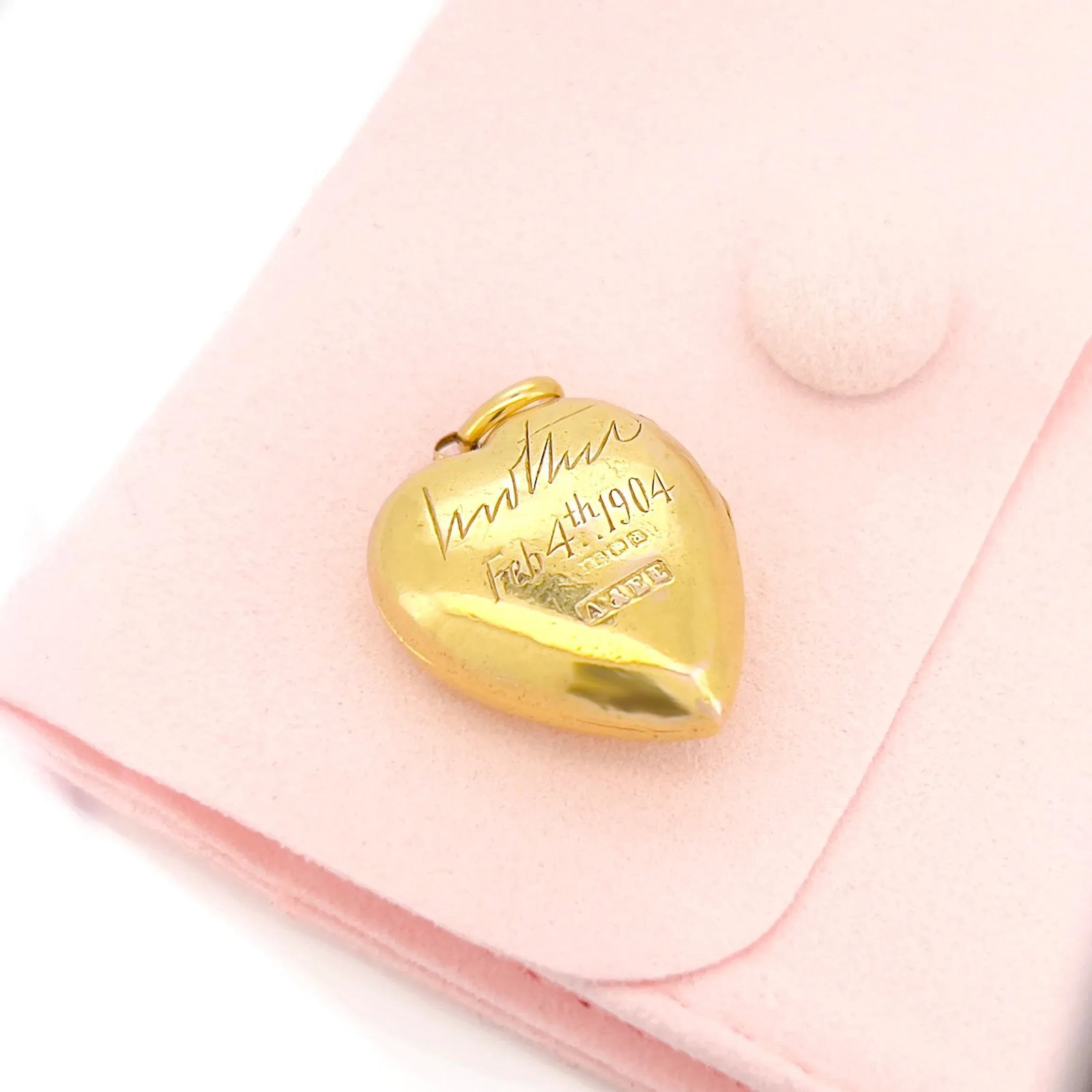 Edwardian 15k Pearl Heart Locket, Feb. 4th 1904 - 3