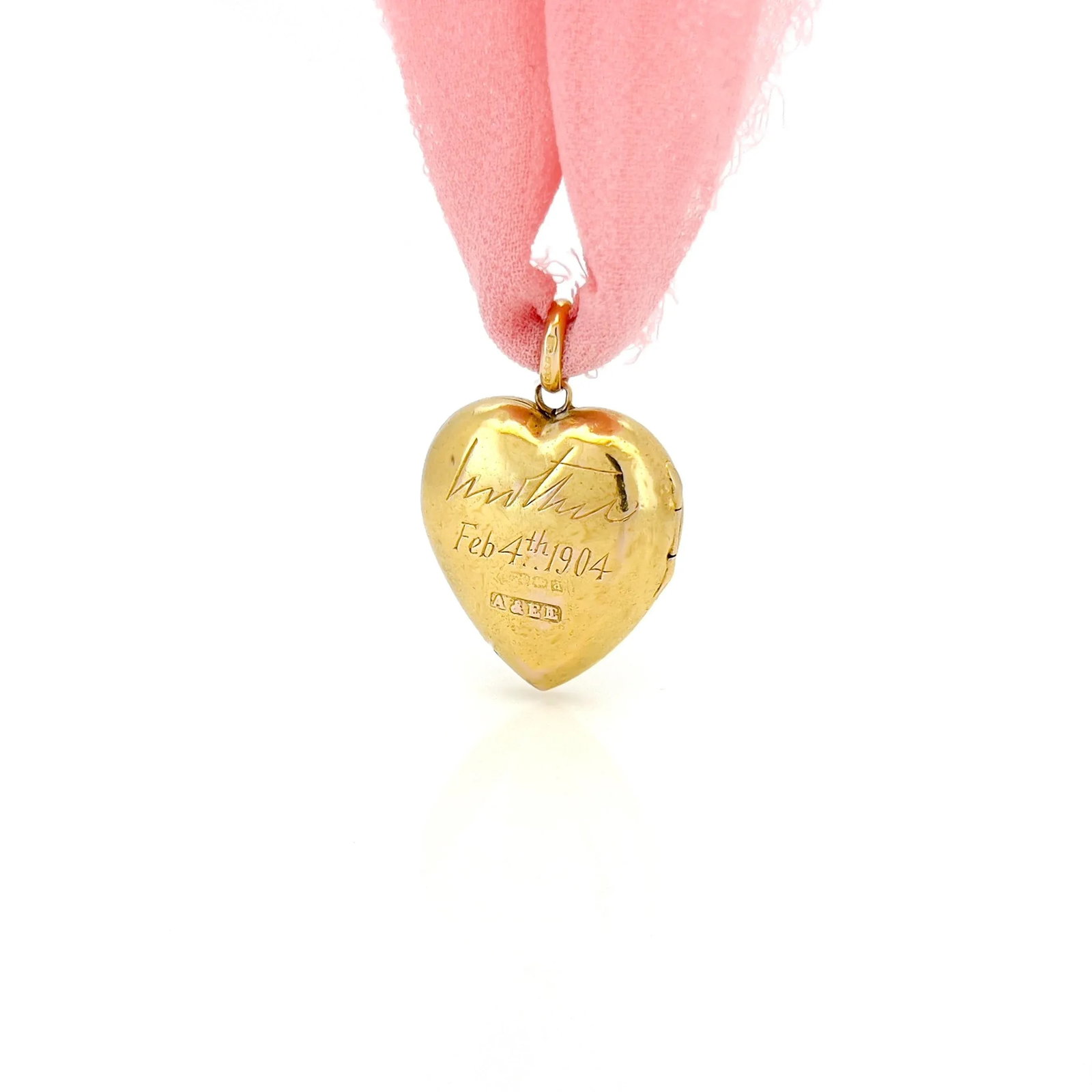 Edwardian 15k Pearl Heart Locket, Feb. 4th 1904 - 9