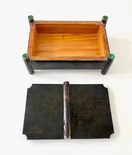 Vintage Maitland Smith Tessellated Box With Malachite and Brass Over Rosewood. - 4