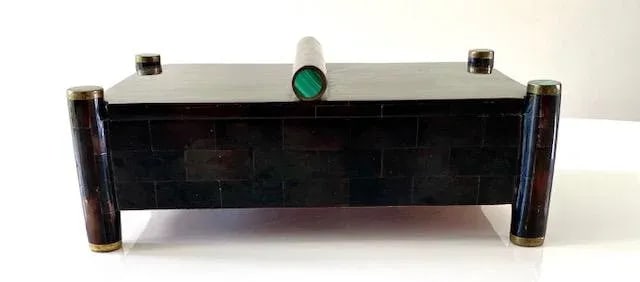 Vintage Maitland Smith Tessellated Box With Malachite and Brass Over Rosewood. - 5