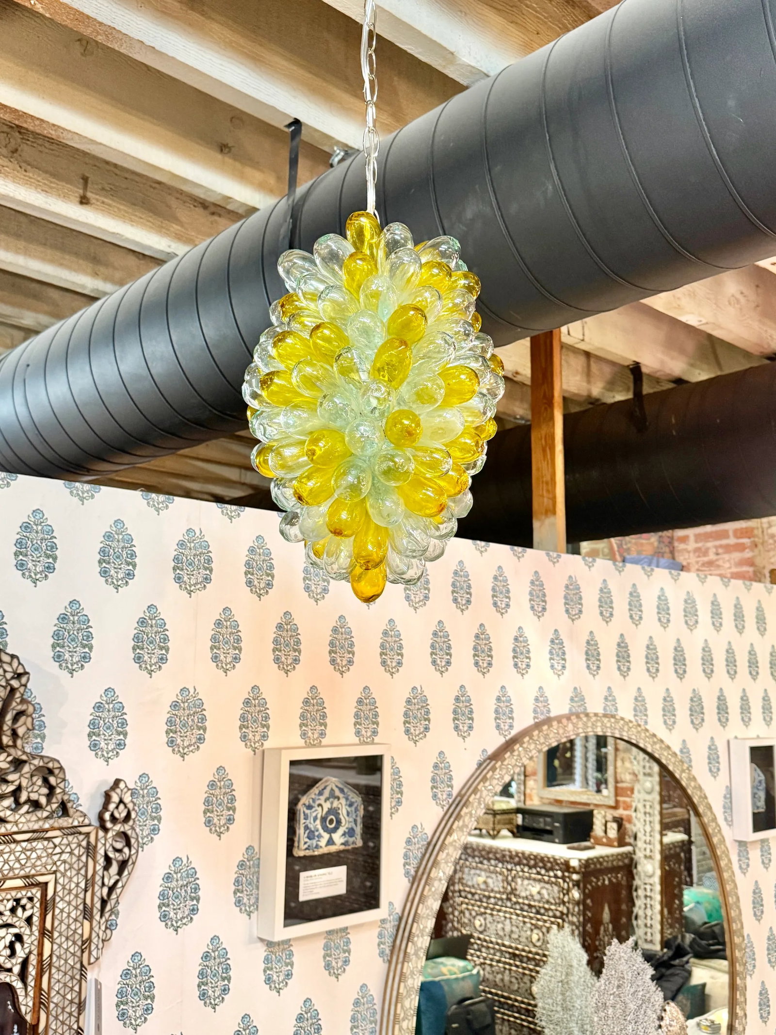 1990s Light Fixture Pendant of Recycled Handblown Glass - 3