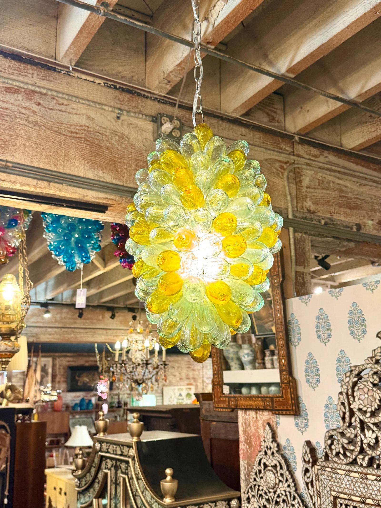 1990s Light Fixture Pendant of Recycled Handblown Glass - 4