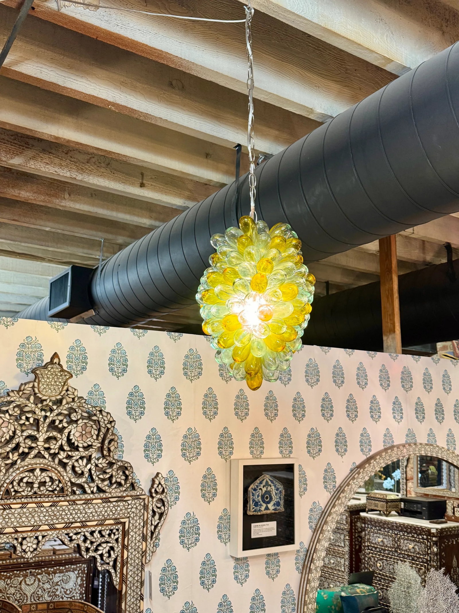 1990s Light Fixture Pendant of Recycled Handblown Glass - 5