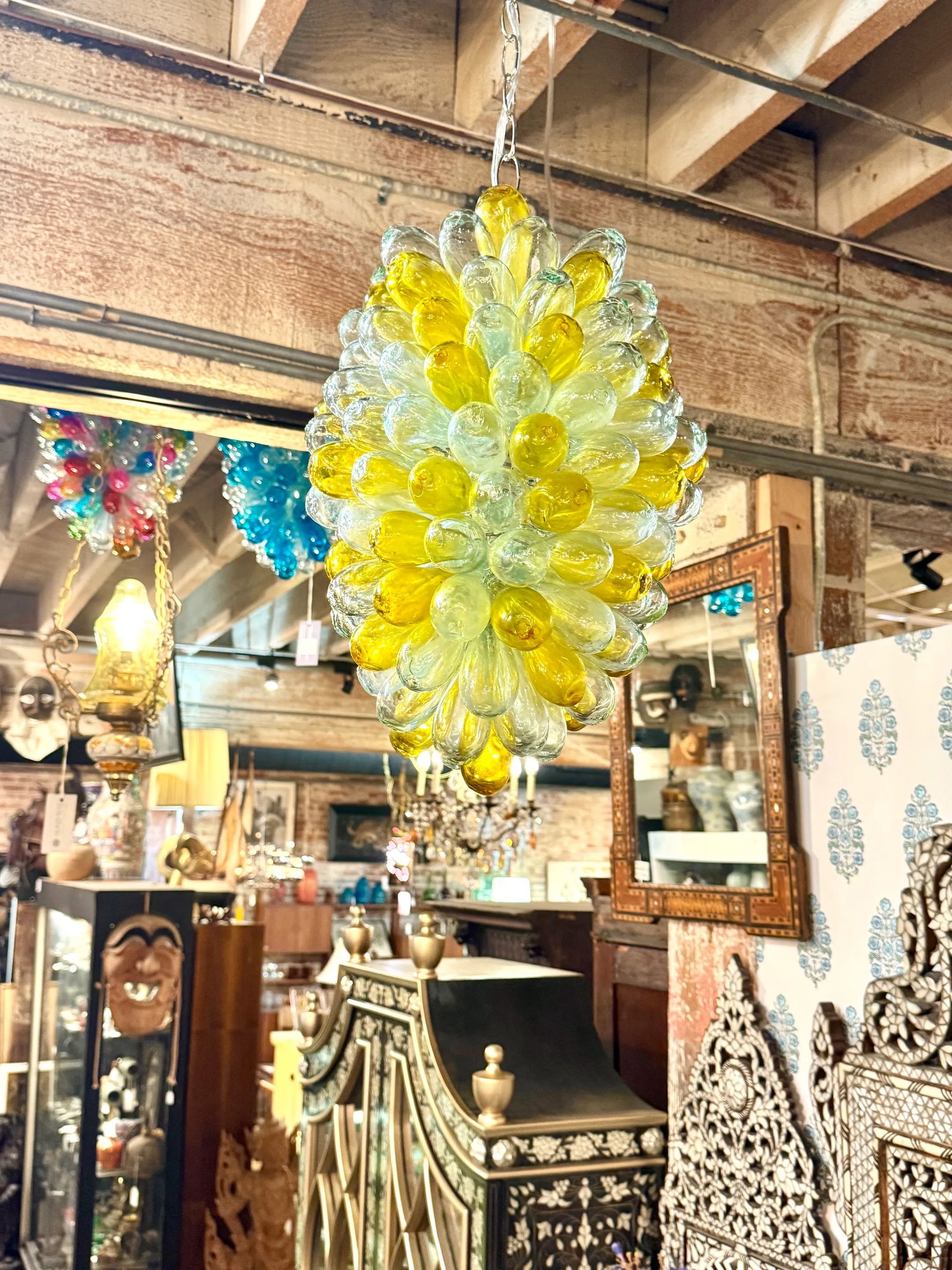 1990s Light Fixture Pendant of Recycled Handblown Glass - 6
