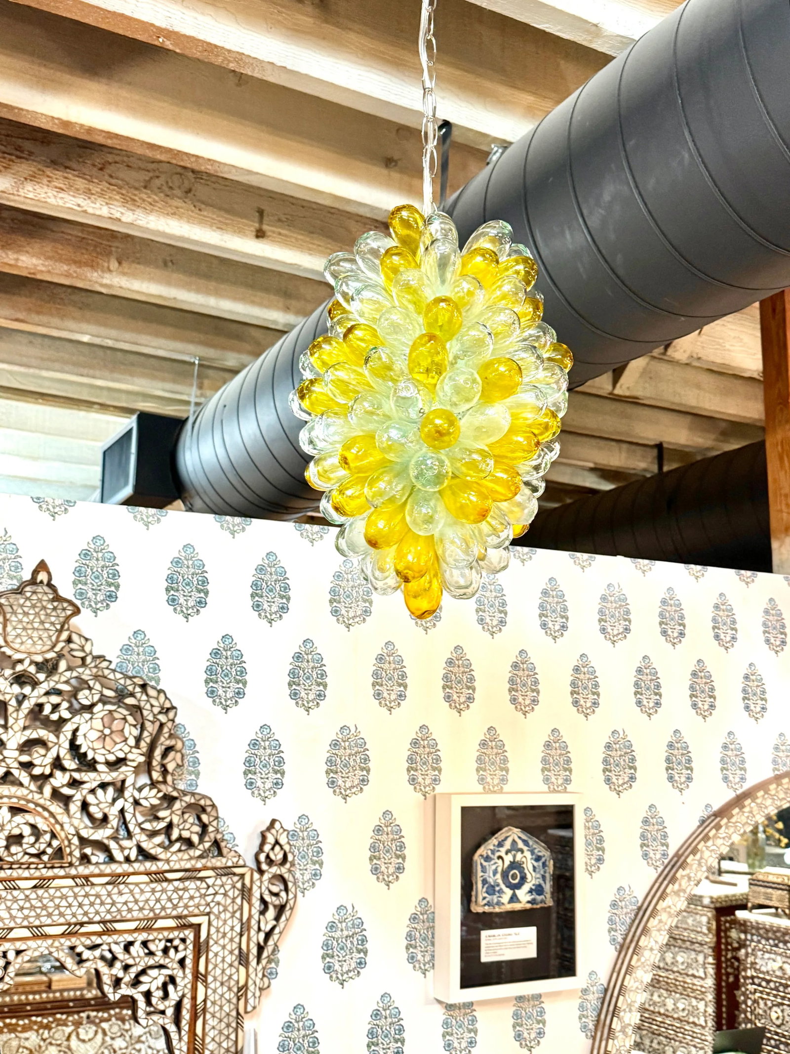 1990s Light Fixture Pendant of Recycled Handblown Glass - 7