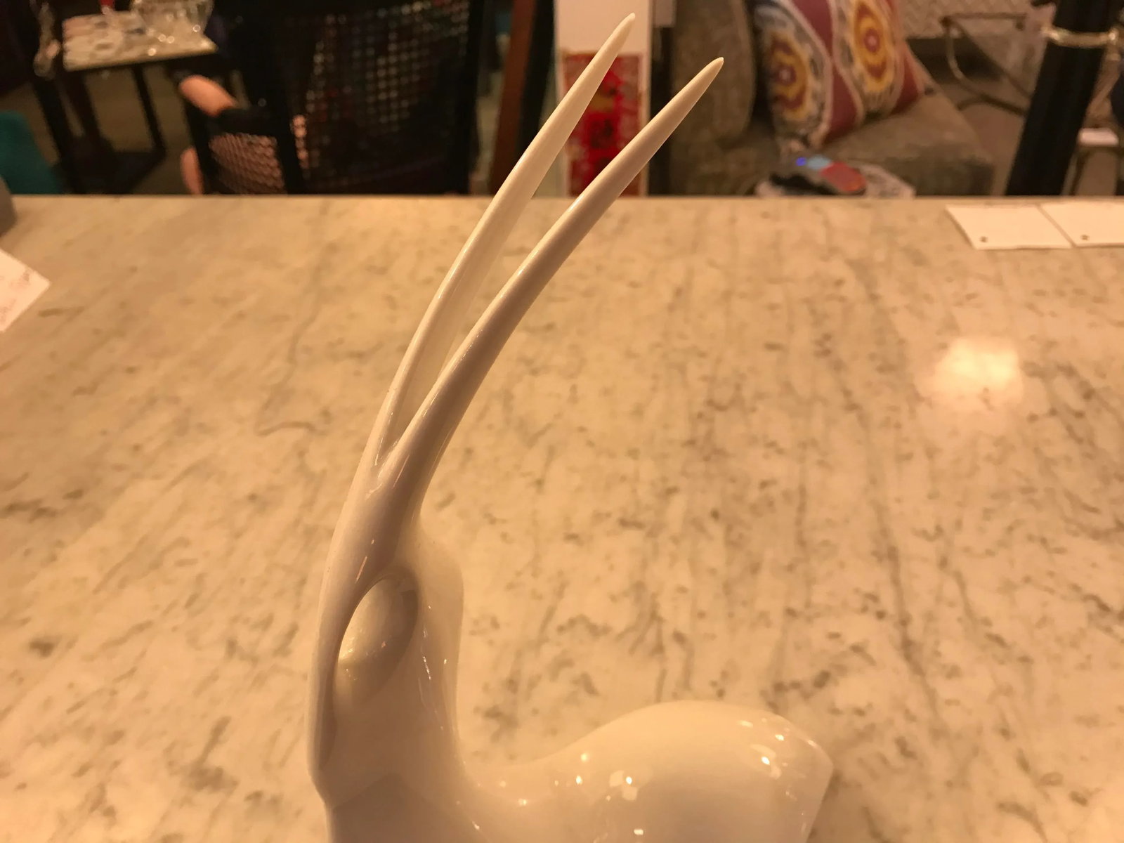 Art Deco White Porcelain Resting Gazelle - 3
