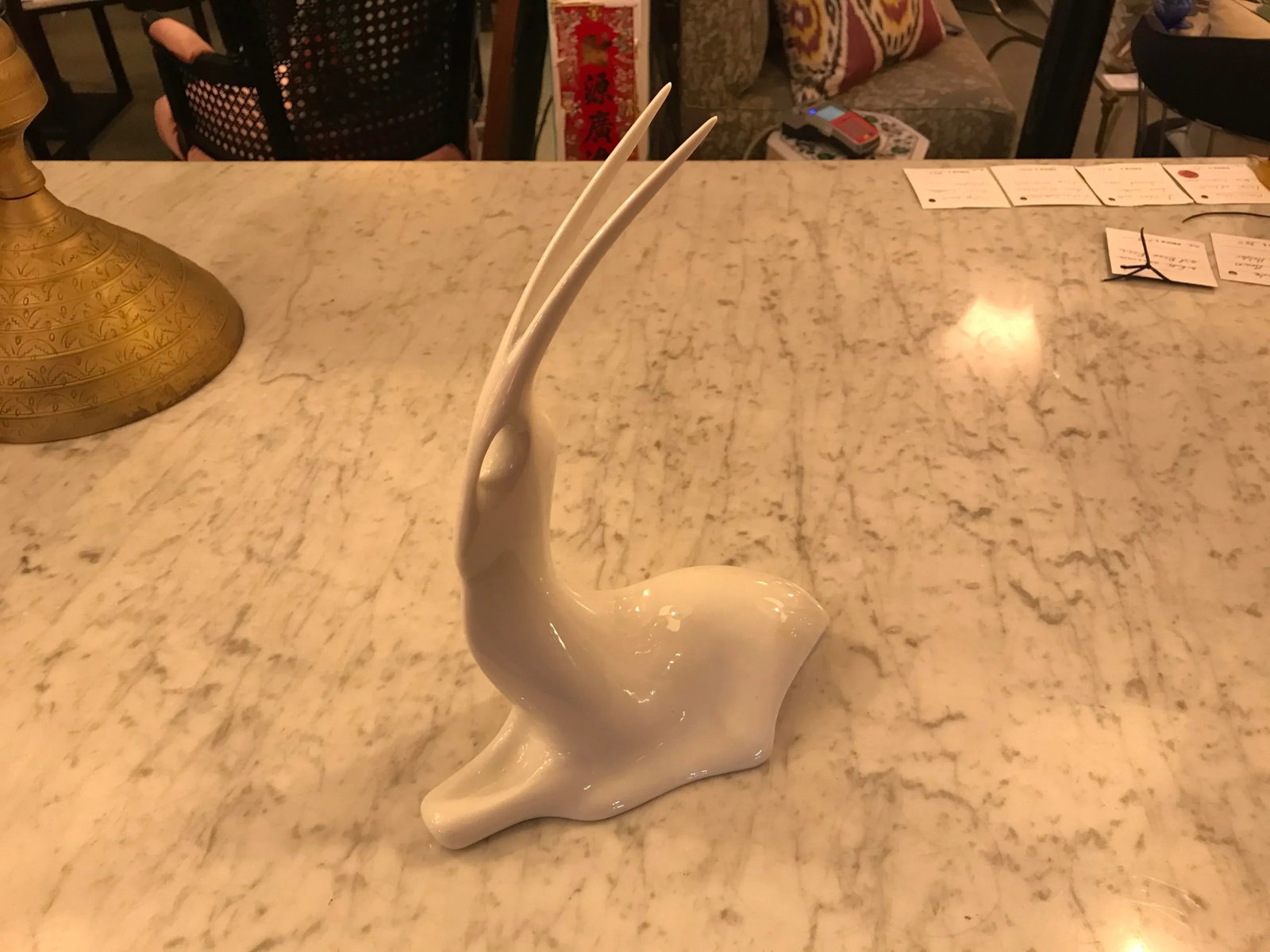 Art Deco White Porcelain Resting Gazelle - 8