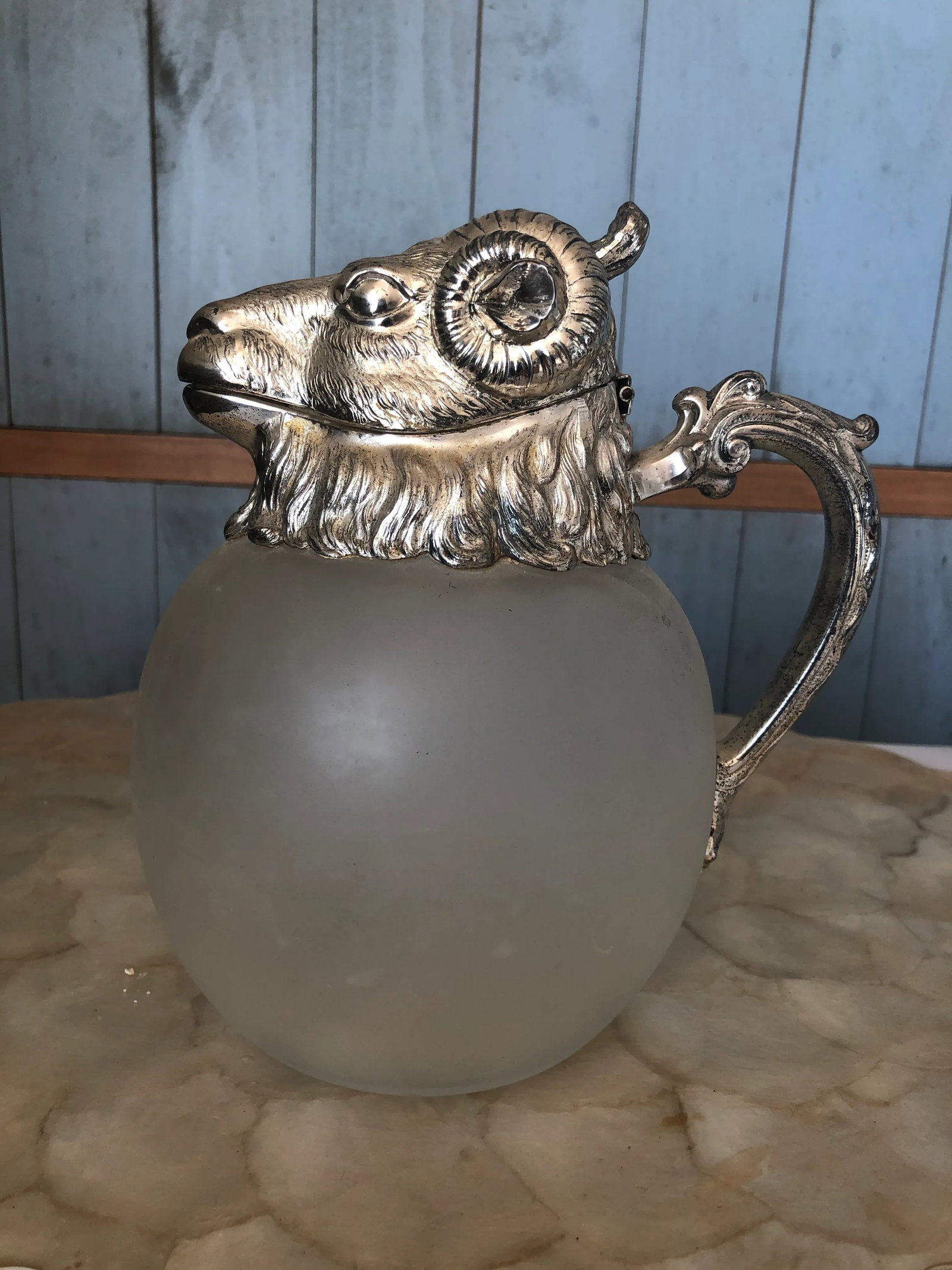 Vintage 1970s Silver-Plated Ram Pitcher - 3