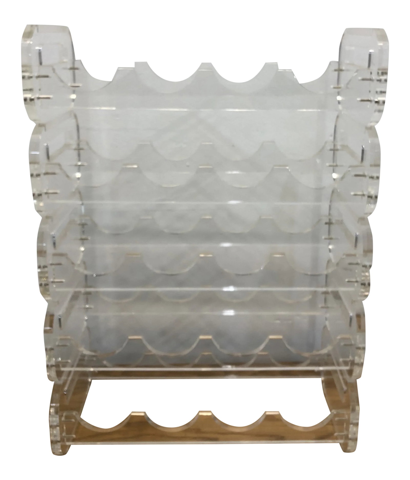 Vintage Mid Century Lucite Wine Rack: Beautiful vintage Mid Century stackable Lucite wine rack in great condition used condition. Condition: Alterations: Original Condition Unaltered Imperfections: Some Imperfections Condition Notes: