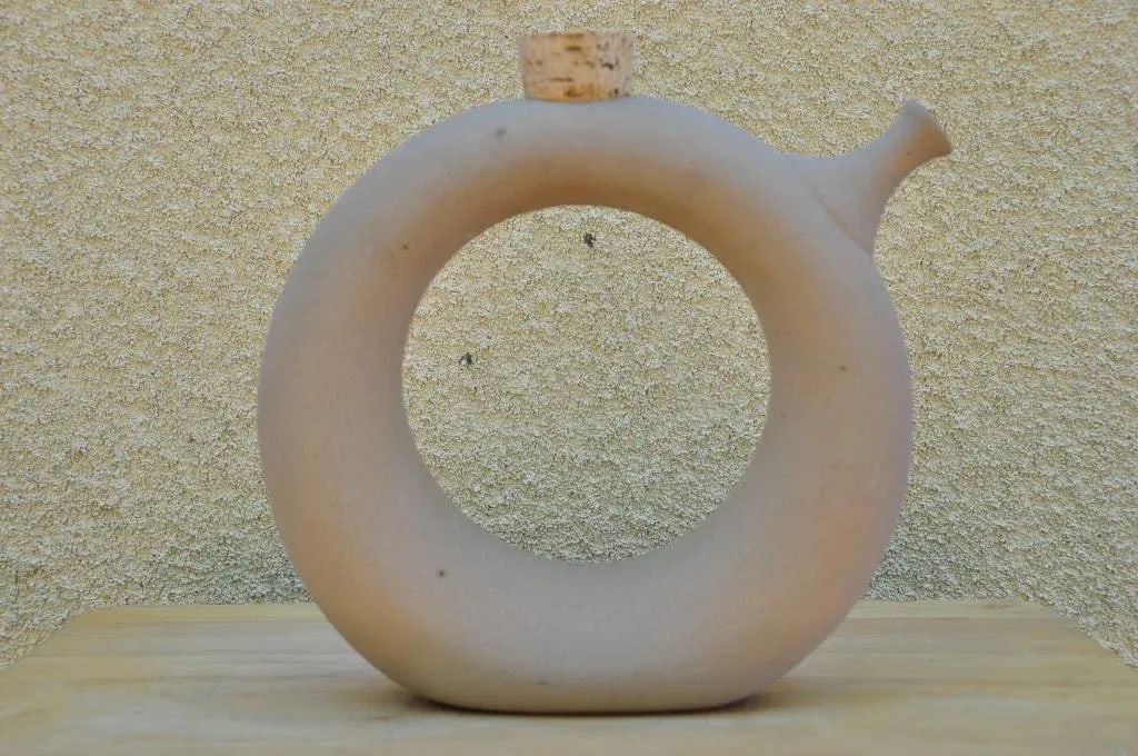 Doughnut Shaped Pottery Vase/Decanter/Pitcher/Jug - 9