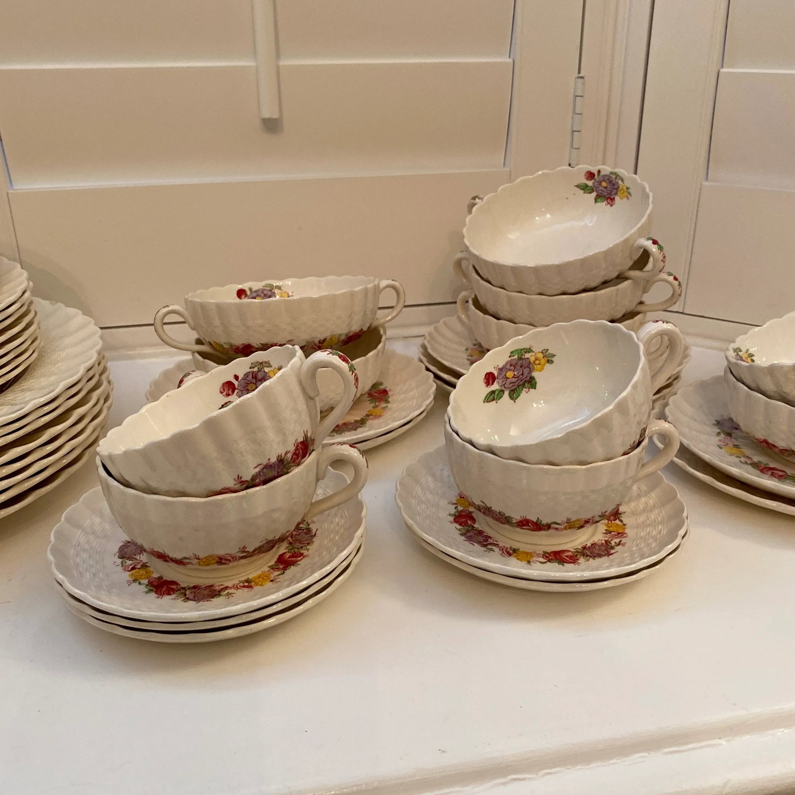 1940s Copeland Spode Made in England "Rose Briar" Set for 8 - 56 Pieces - 10
